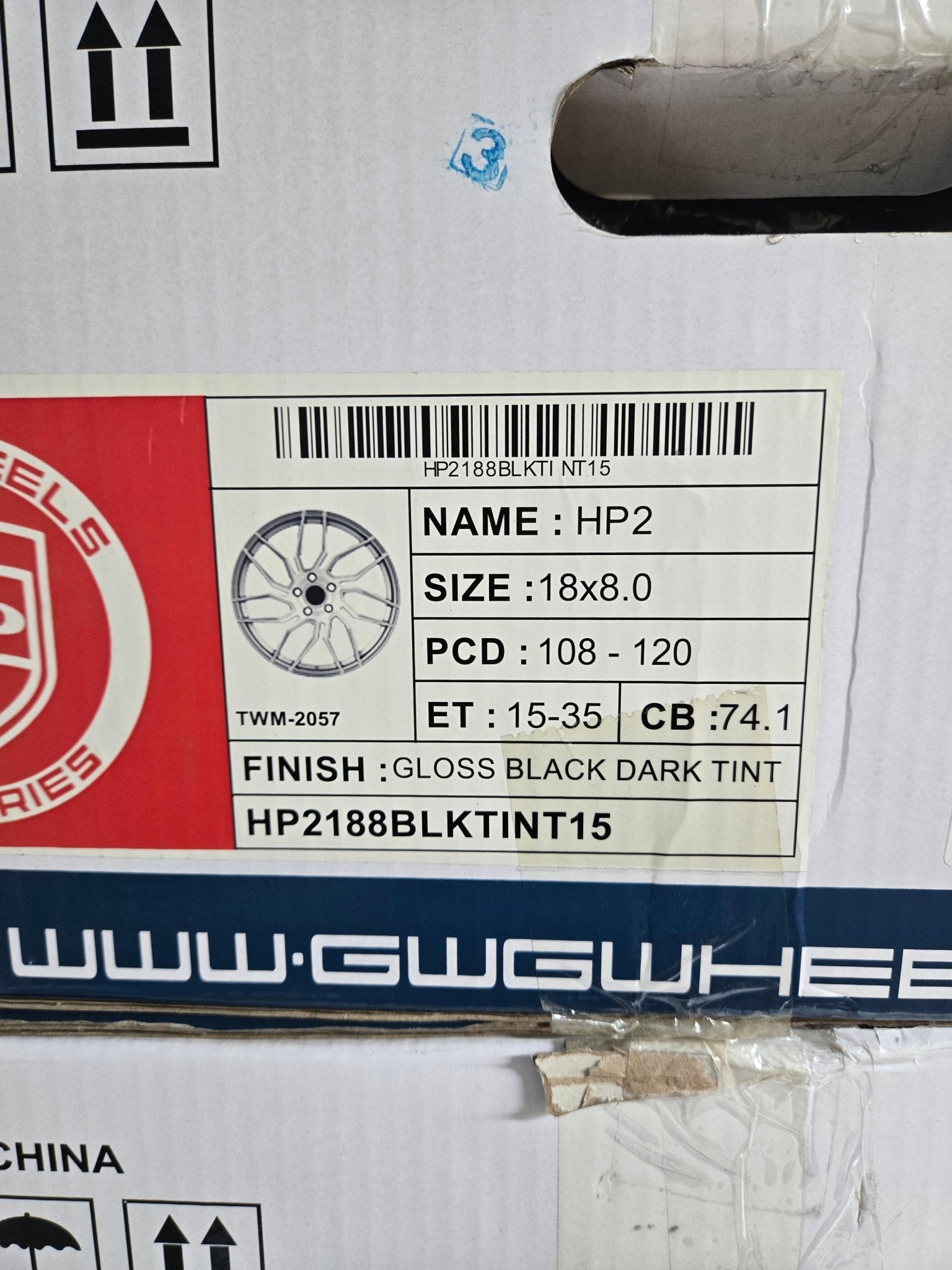 GWG HP2 18X8.0 BLANK GLOSS BLACK DARK TINT - Gun Hill Tire House (WTW - WHOLESALE TIRES & WHEELS)