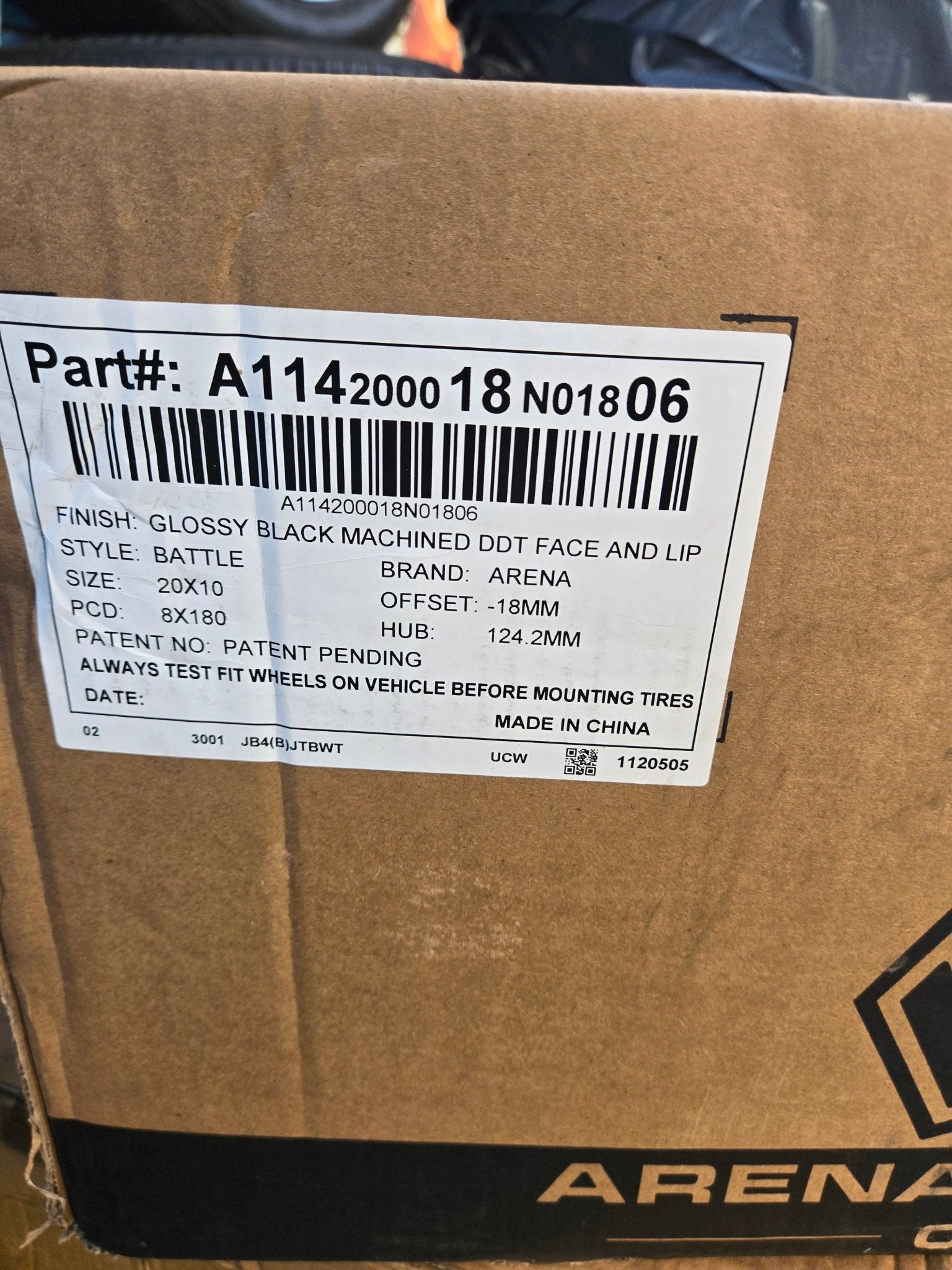 ANERA A114 BATTLE 20X10 8X180 GLOSS BLACK MACHINED DDT FACE AND LIP - Gun Hill Tire House (WTW - WHOLESALE TIRES & WHEELS)