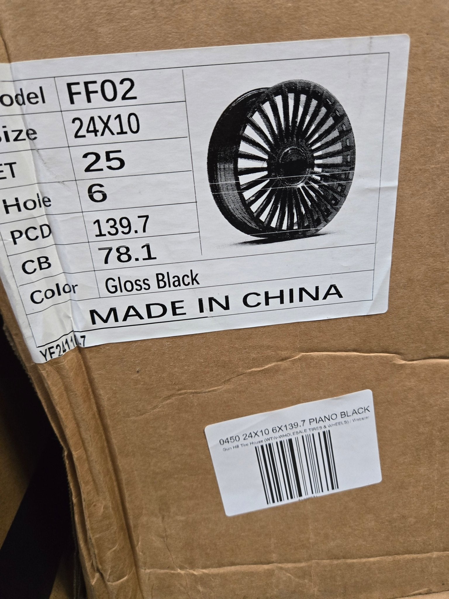 0450 24X10 6X139.7 PIANO BLACK - Gun Hill Tire House (WTW - WHOLESALE TIRES & WHEELS)