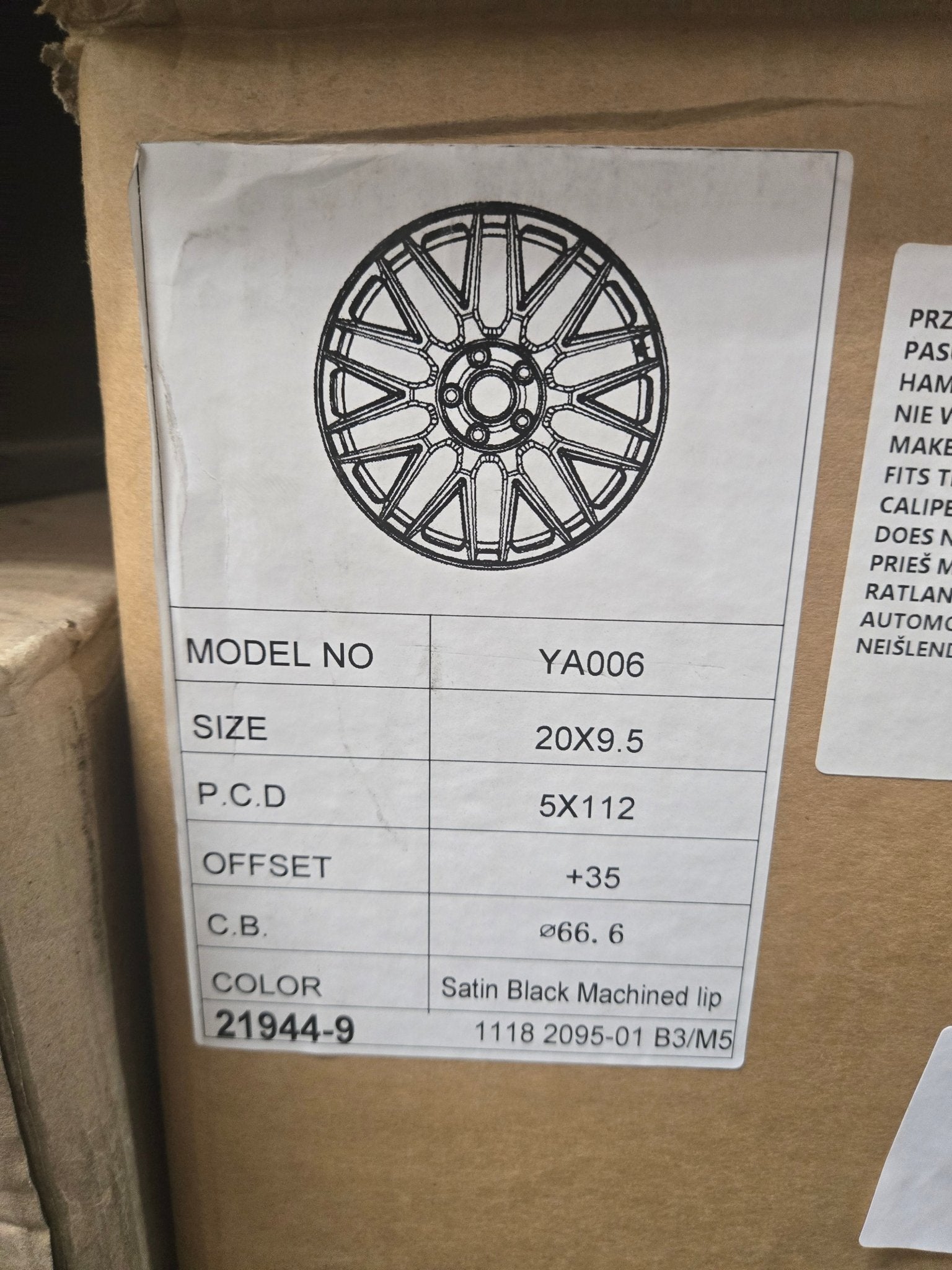 OE - 22269 - 5 1118 20x9.5 5x112 MATTE BLACK MACHINE LIPS - Gun Hill Tire House (WTW - WHOLESALE TIRES & WHEELS)