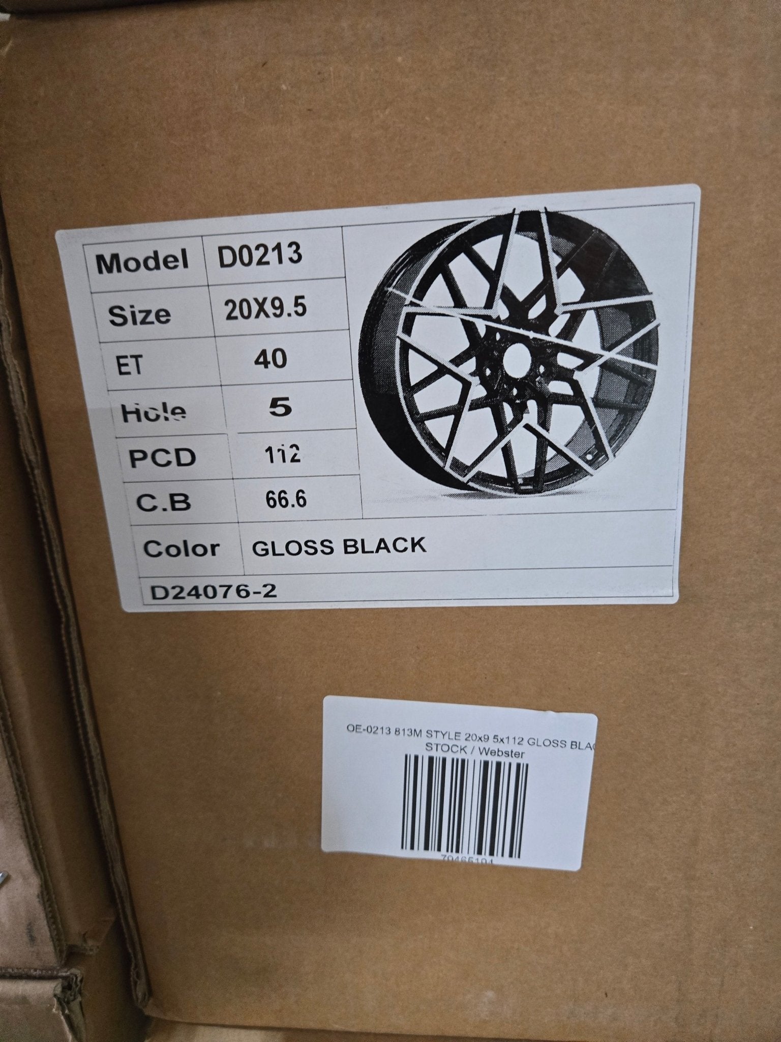 OE - 0213 813M STYLE 20x9 5x112 GLOSS BLACK - Gun Hill Tire House (WTW - WHOLESALE TIRES & WHEELS)