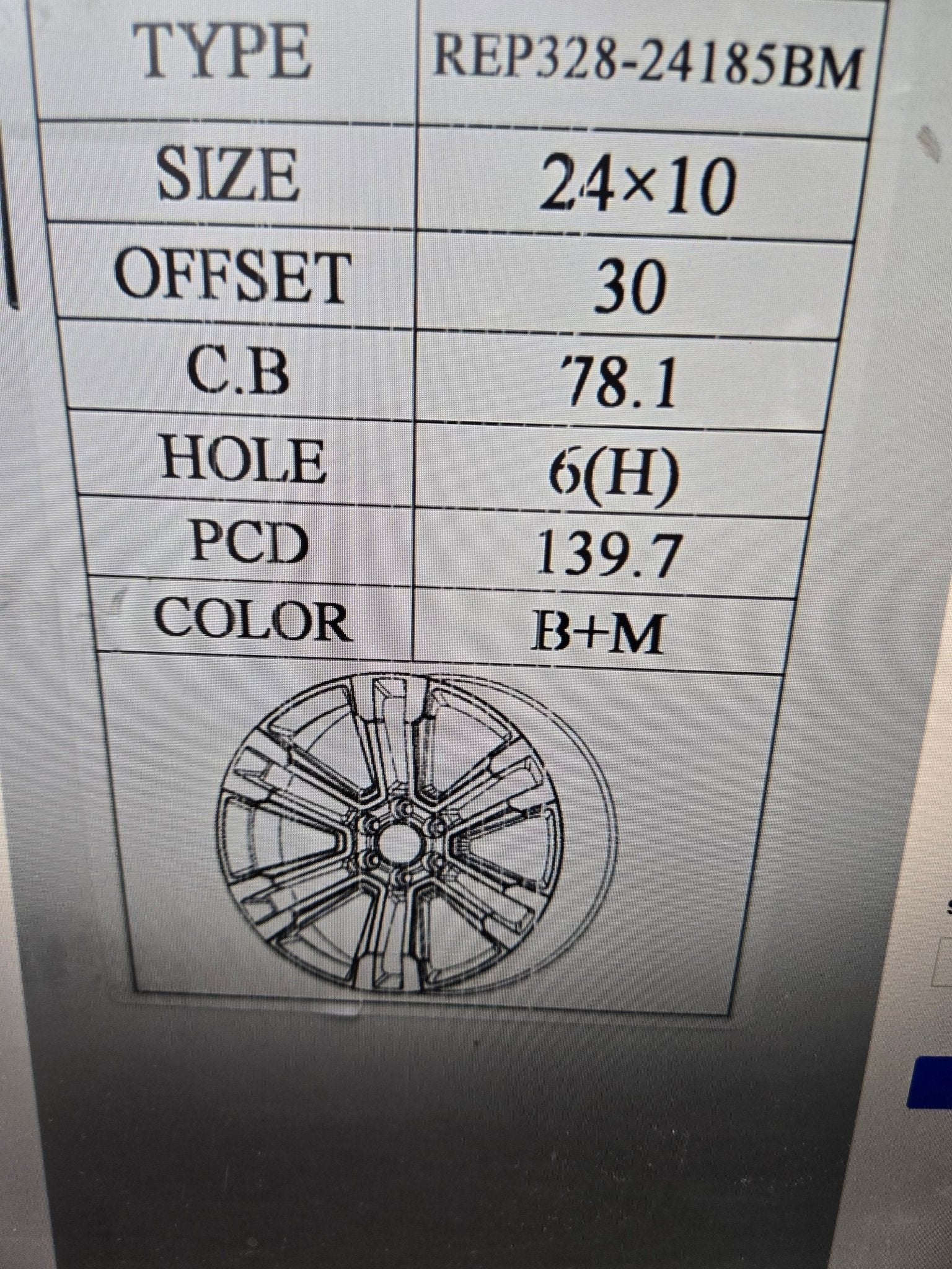 REP328 - 24185BM 24x10 6x5.5 BLACK MACHINED B+M - Gun Hill Tire House (WTW - WHOLESALE TIRES & WHEELS)