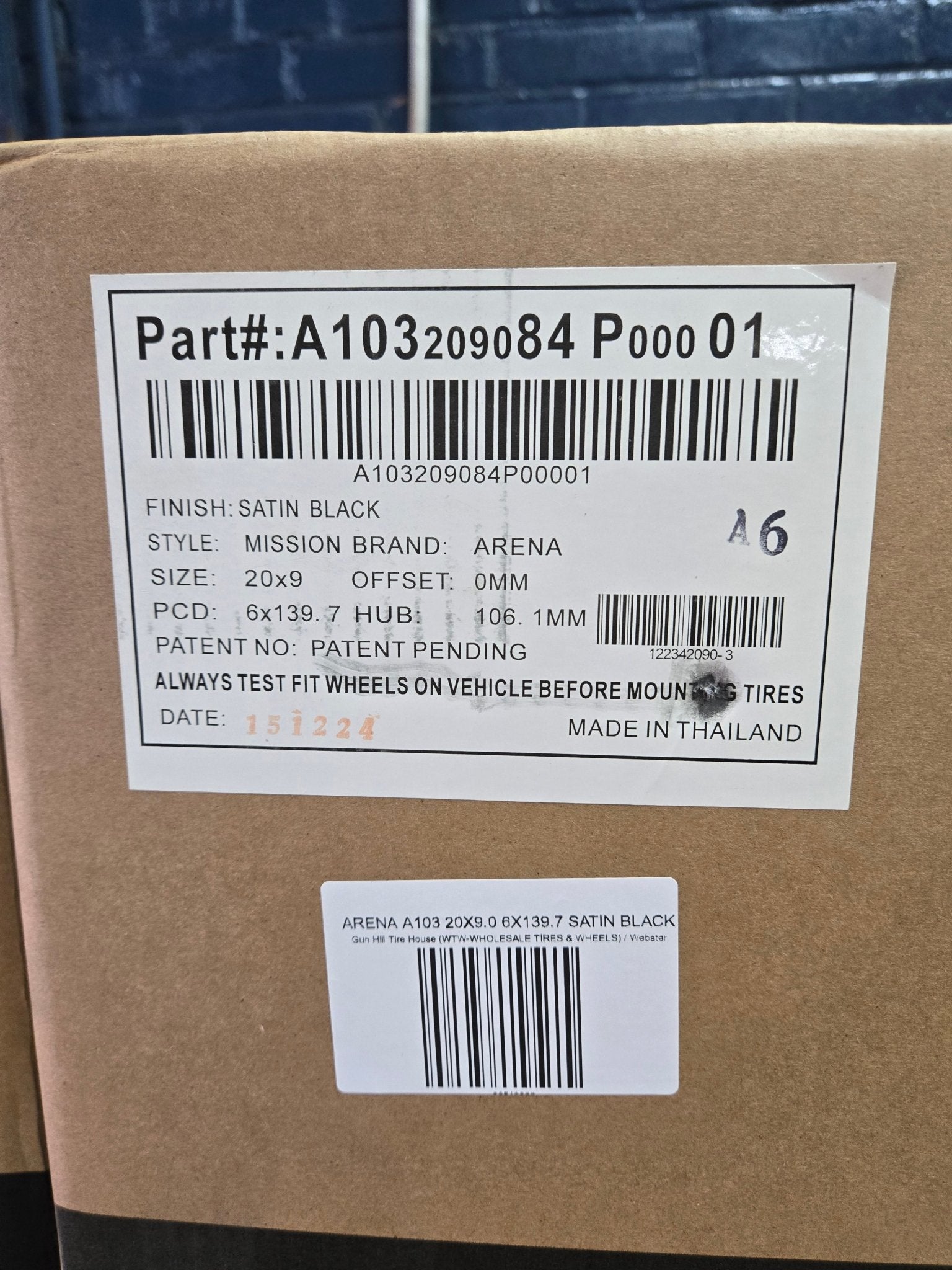 ARENA A103 MISSION 20x9.0 6x139.7 SATIN BLACK - Gun Hill Tire House (WTW - WHOLESALE TIRES & WHEELS)
