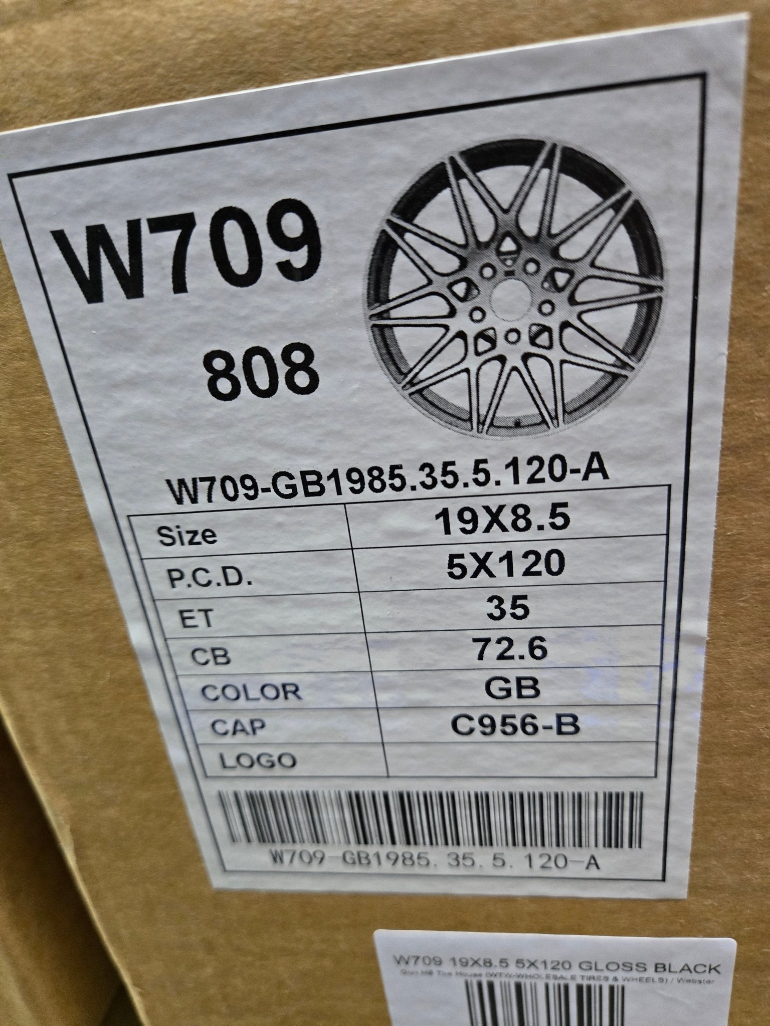 W709 19X8.5 5X120 GLOSS BLACK - Gun Hill Tire House (WTW - WHOLESALE TIRES & WHEELS)