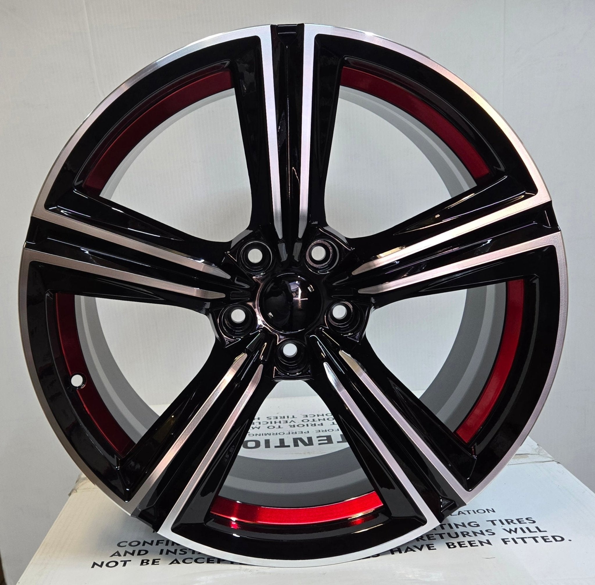HD - 20 19x8.5 5x114.3 GLOSS BLACK MACHINED FACE RED UNDER CUT - Gun Hill Tire House (WTW - WHOLESALE TIRES & WHEELS)