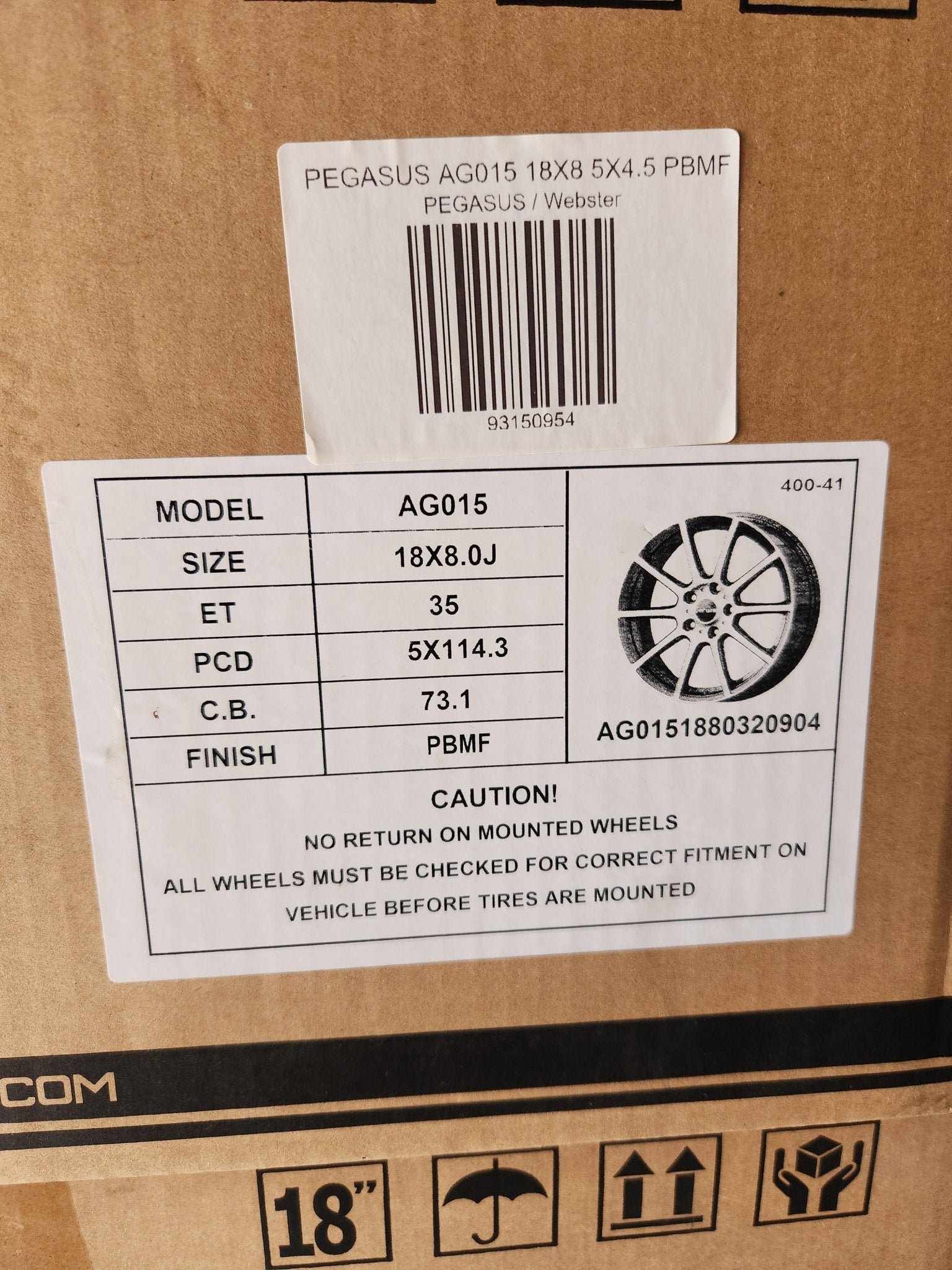 PEGASUS AG015 18X8 5X4.5 PBMF - Gun Hill Tire House (WTW - WHOLESALE TIRES & WHEELS)