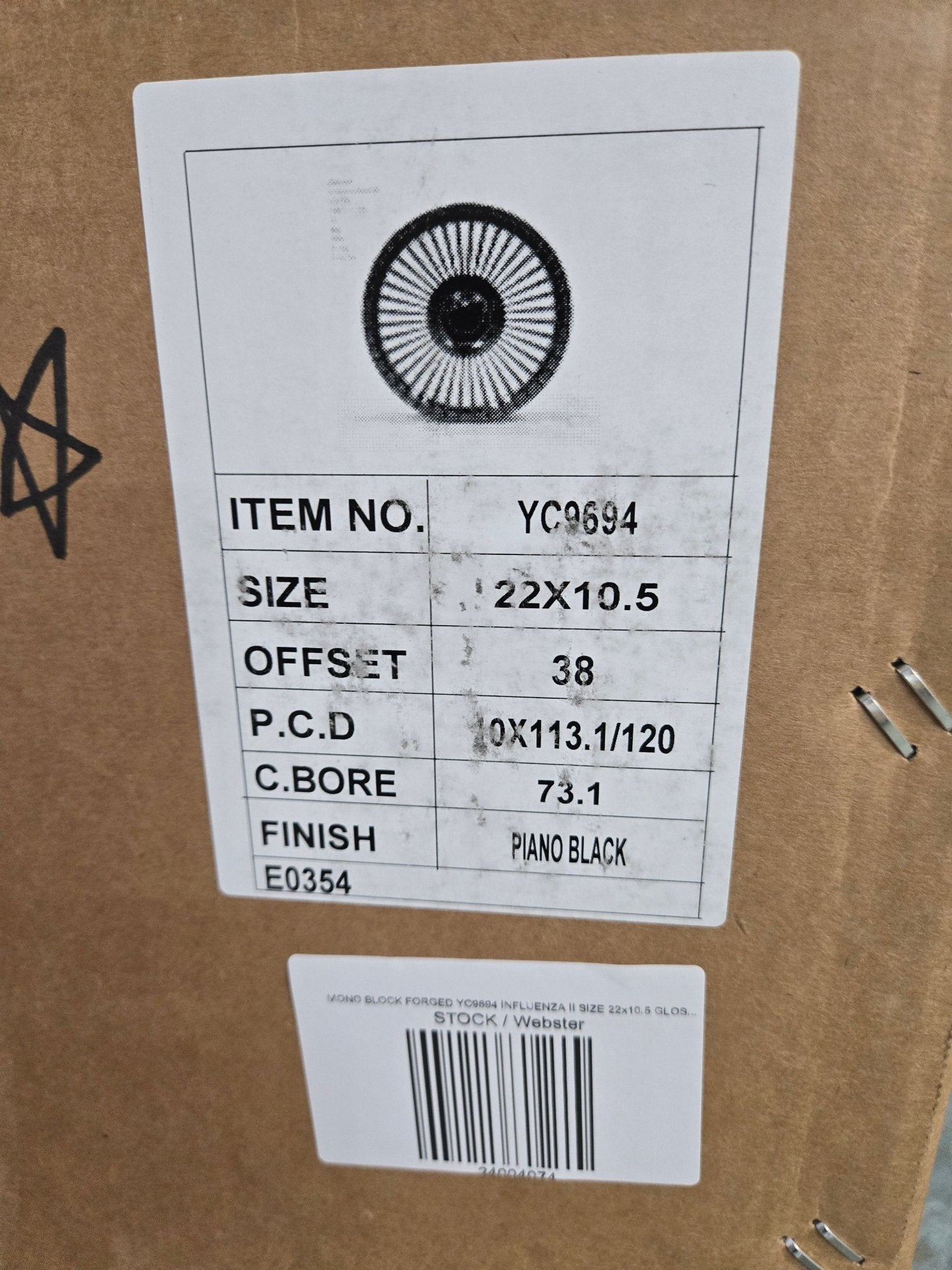 MONO BLOCK FORGED YC9694 INFLUENZA II SIZE 22x10.5 GLOSS BLACK WITH FLOATING CAP - Gun Hill Tire House (WTW - WHOLESALE TIRES & WHEELS)