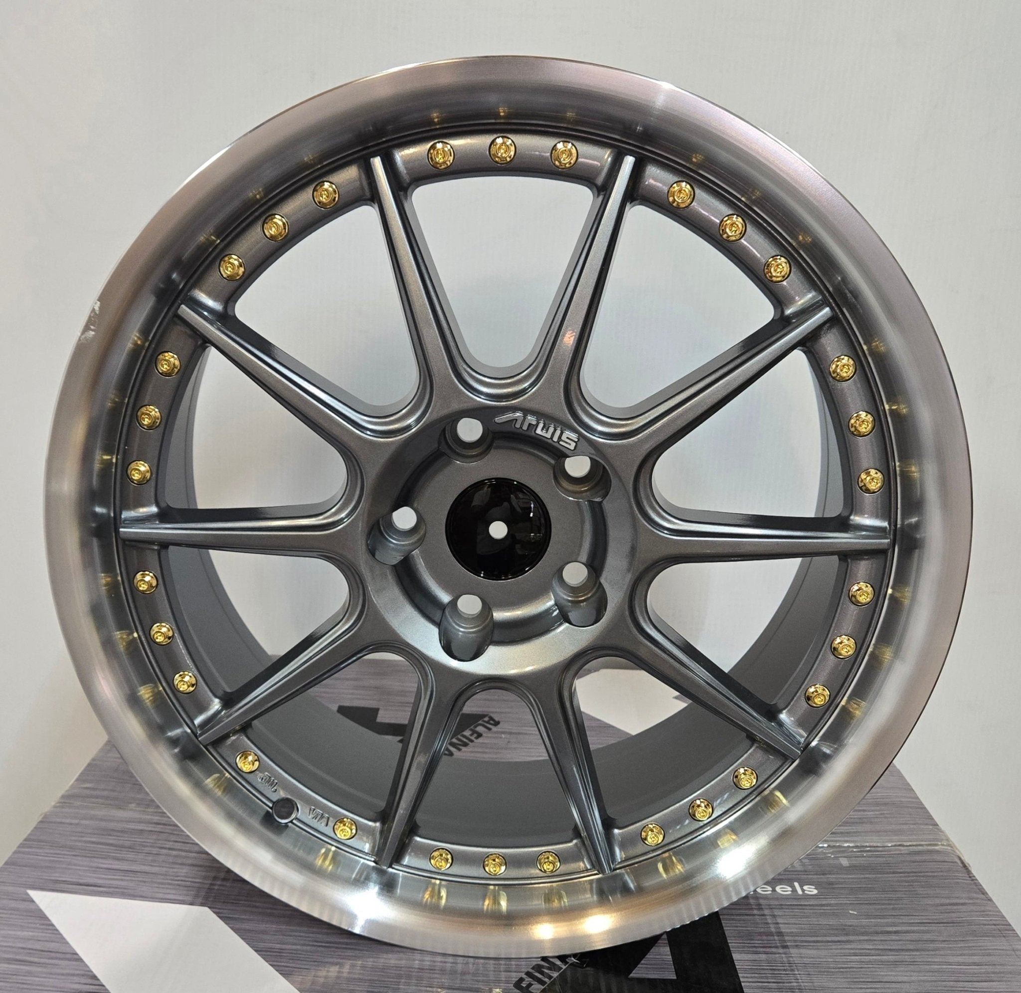 PEGASUS AD081 18X8 5X4.5 MAML+GOLD RIVET - Gun Hill Tire House (WTW - WHOLESALE TIRES & WHEELS)