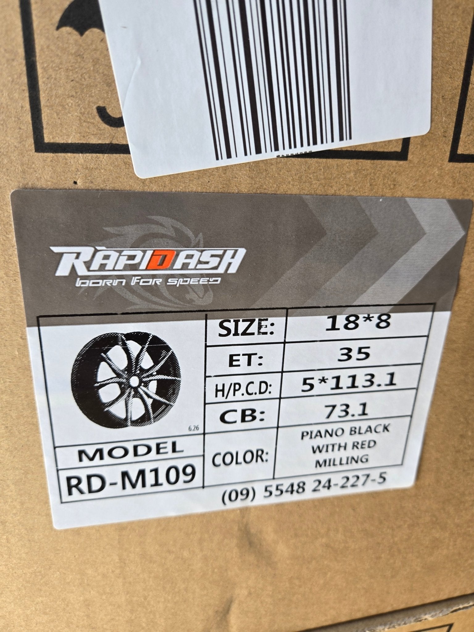 RAPIDASH RD - M109 18X8.0 5X114.3 PIANO BLACK SCARLET RED MILLING FACE - Gun Hill Tire House (WTW - WHOLESALE TIRES & WHEELS)