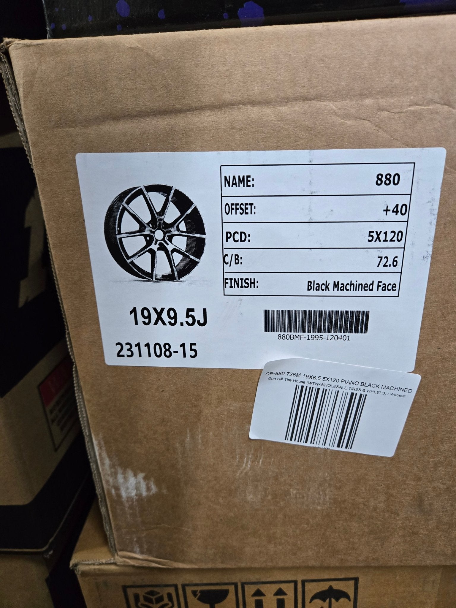 OE - 880 728M 19X9.5 5X120 PIANO BLACK MACHINED FACE - Gun Hill Tire House (WTW - WHOLESALE TIRES & WHEELS)