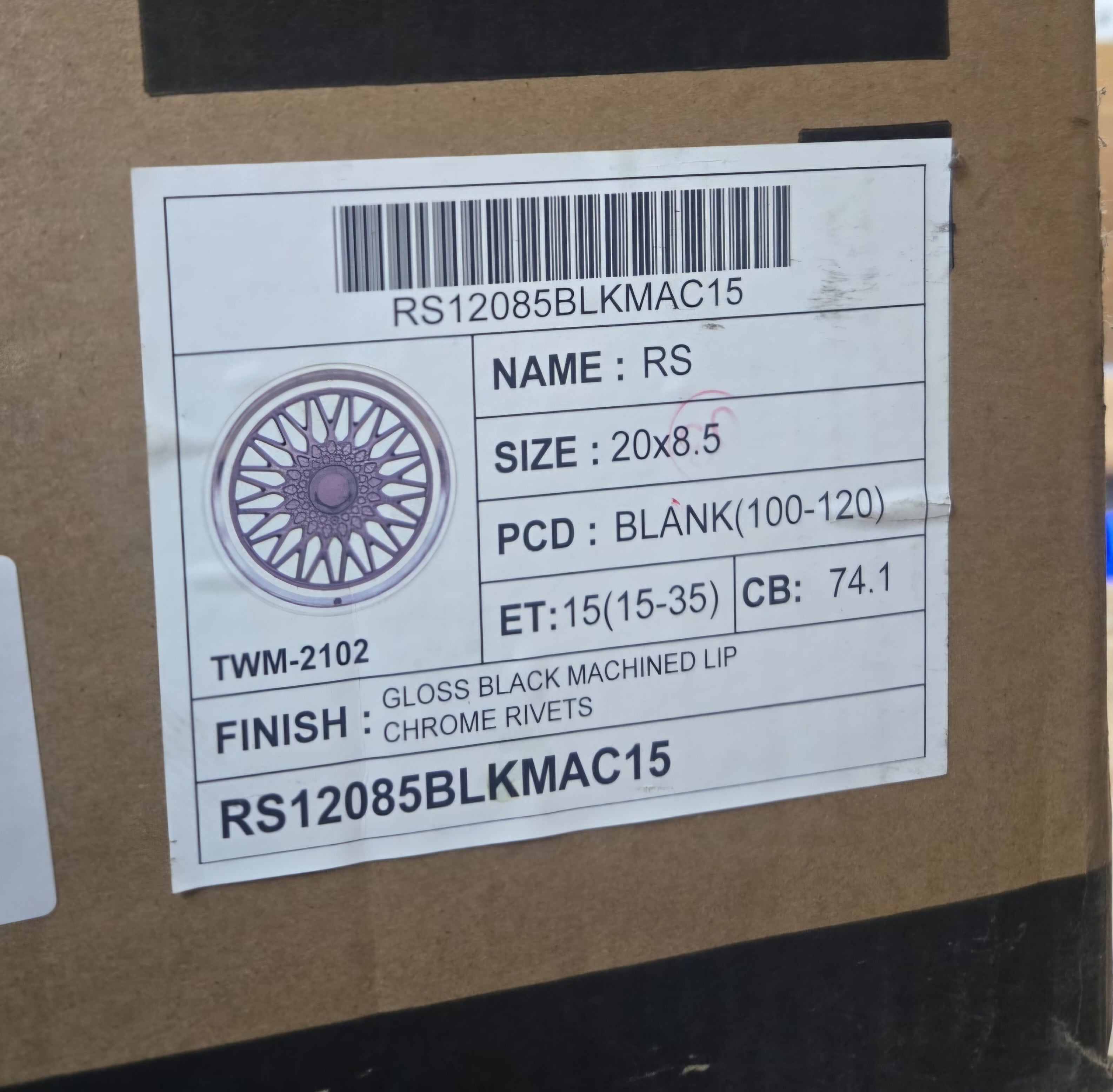 GWG RS 20X8.5 5X120 5X112 PIANO BLACK MACHINED LIP