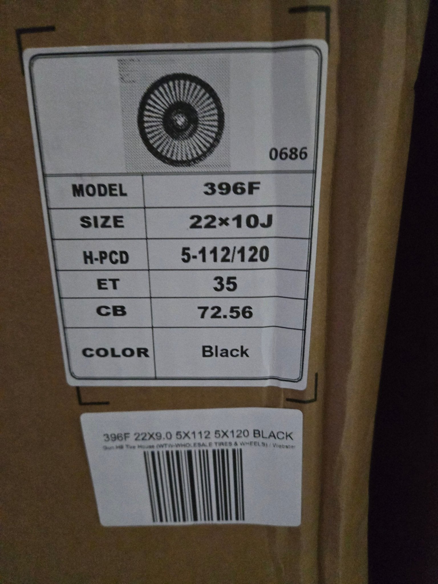 396F 22X10 5X112 5X120 BLACK - Gun Hill Tire House (WTW - WHOLESALE TIRES & WHEELS)