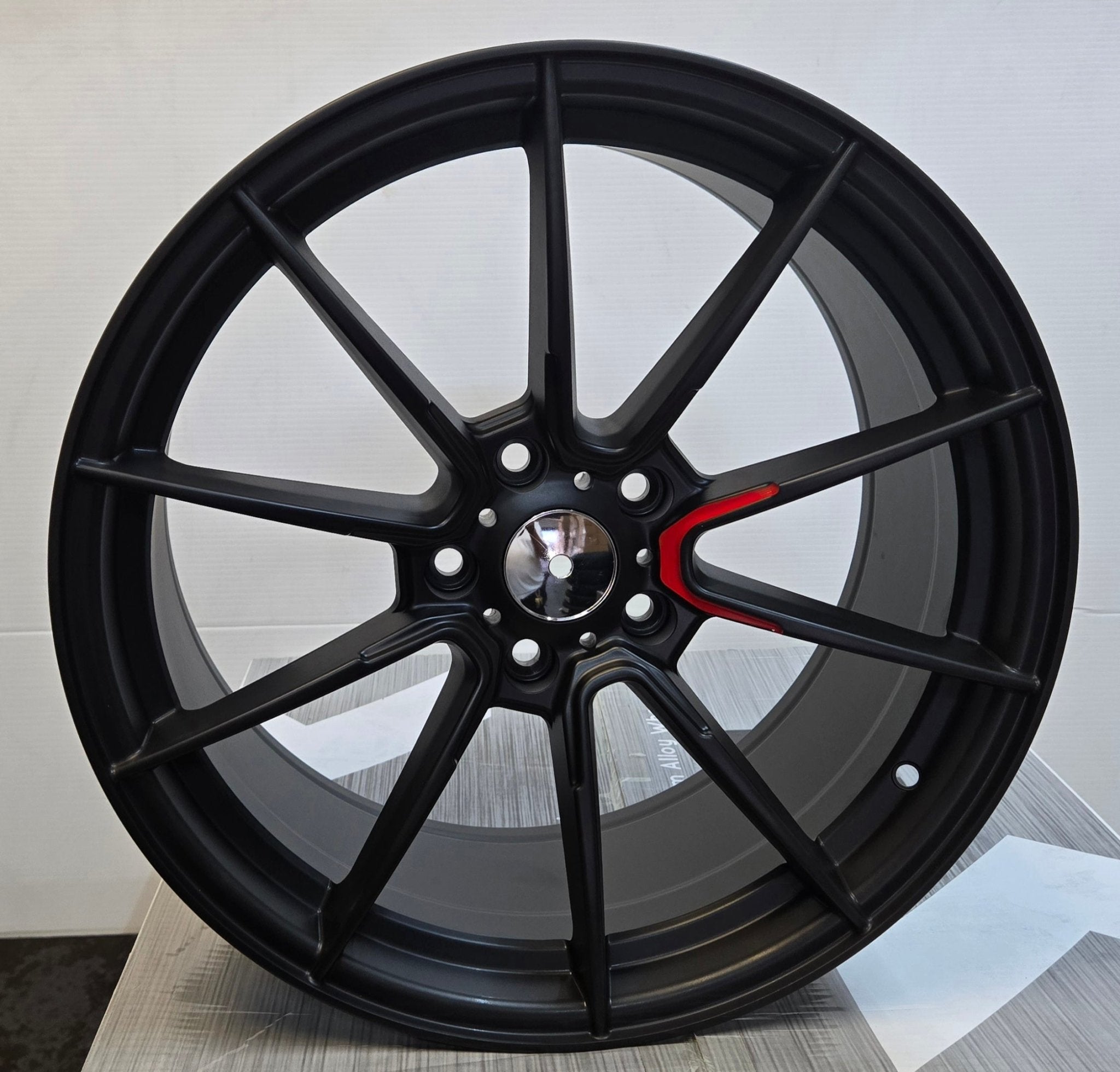 M - 103 CI - R STYLE 18x8.0 5x120 GLOSS BLACK WITH SINGLE RED MILLED - Gun Hill Tire House (WTW - WHOLESALE TIRES & WHEELS)