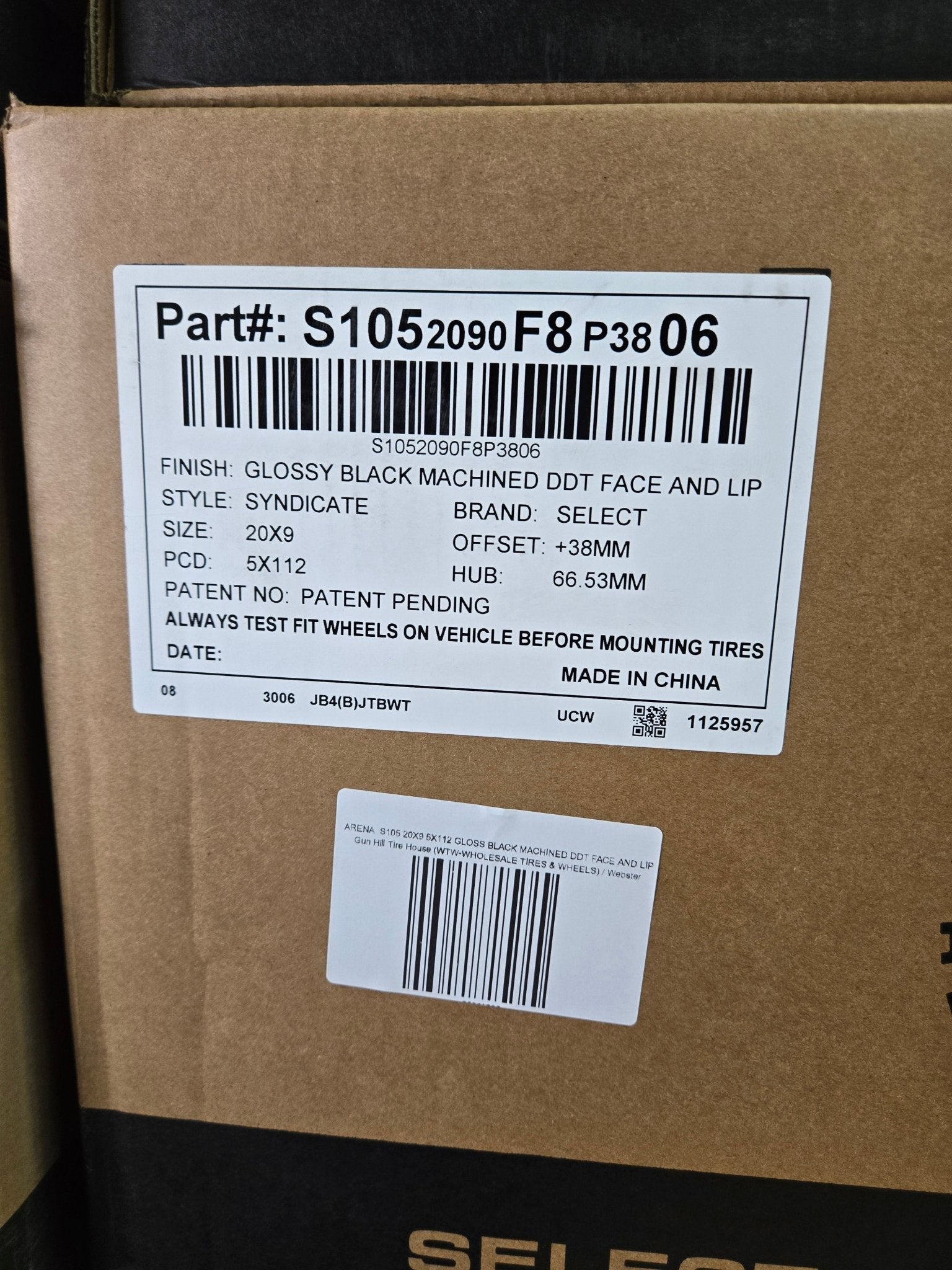 ARENA S105 SYNDICATE 20X9.0 5X112 GLOSS BLACK MACHINED DDT FACE AND LIP - Gun Hill Tire House (WTW - WHOLESALE TIRES & WHEELS)