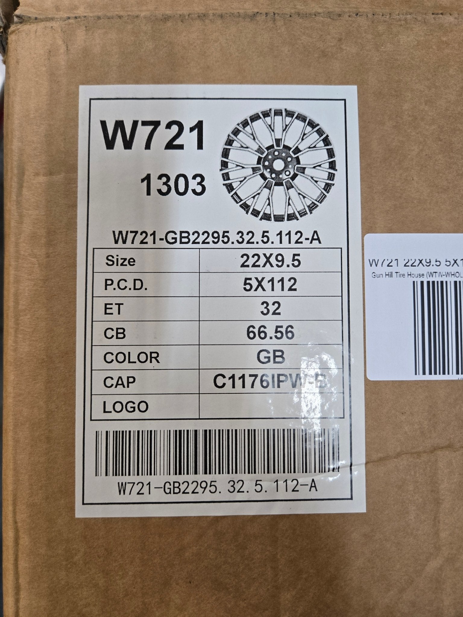 W721 22X9.5 5X112 GLOSS BLACK - Gun Hill Tire House (WTW - WHOLESALE TIRES & WHEELS)