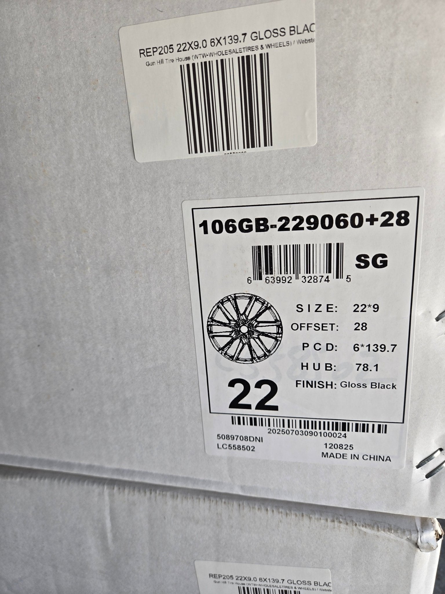 REP205 22X9.0 6X139.7 GLOSS BLACK - Gun Hill Tire House (WTW - WHOLESALE TIRES & WHEELS)