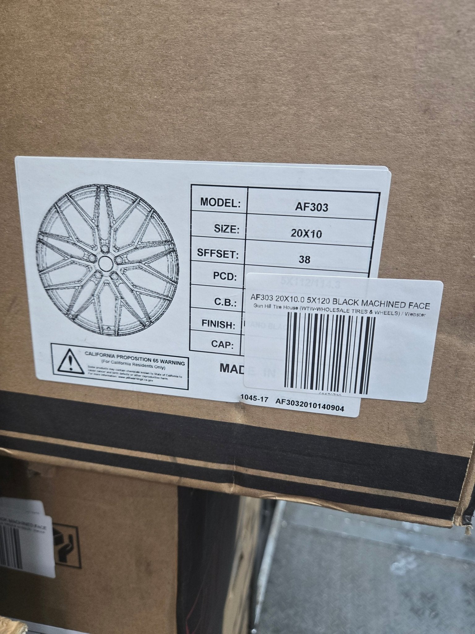 AF303 20X10.0 5X120 BLACK MACHINED FACE - Gun Hill Tire House (WTW - WHOLESALE TIRES & WHEELS)