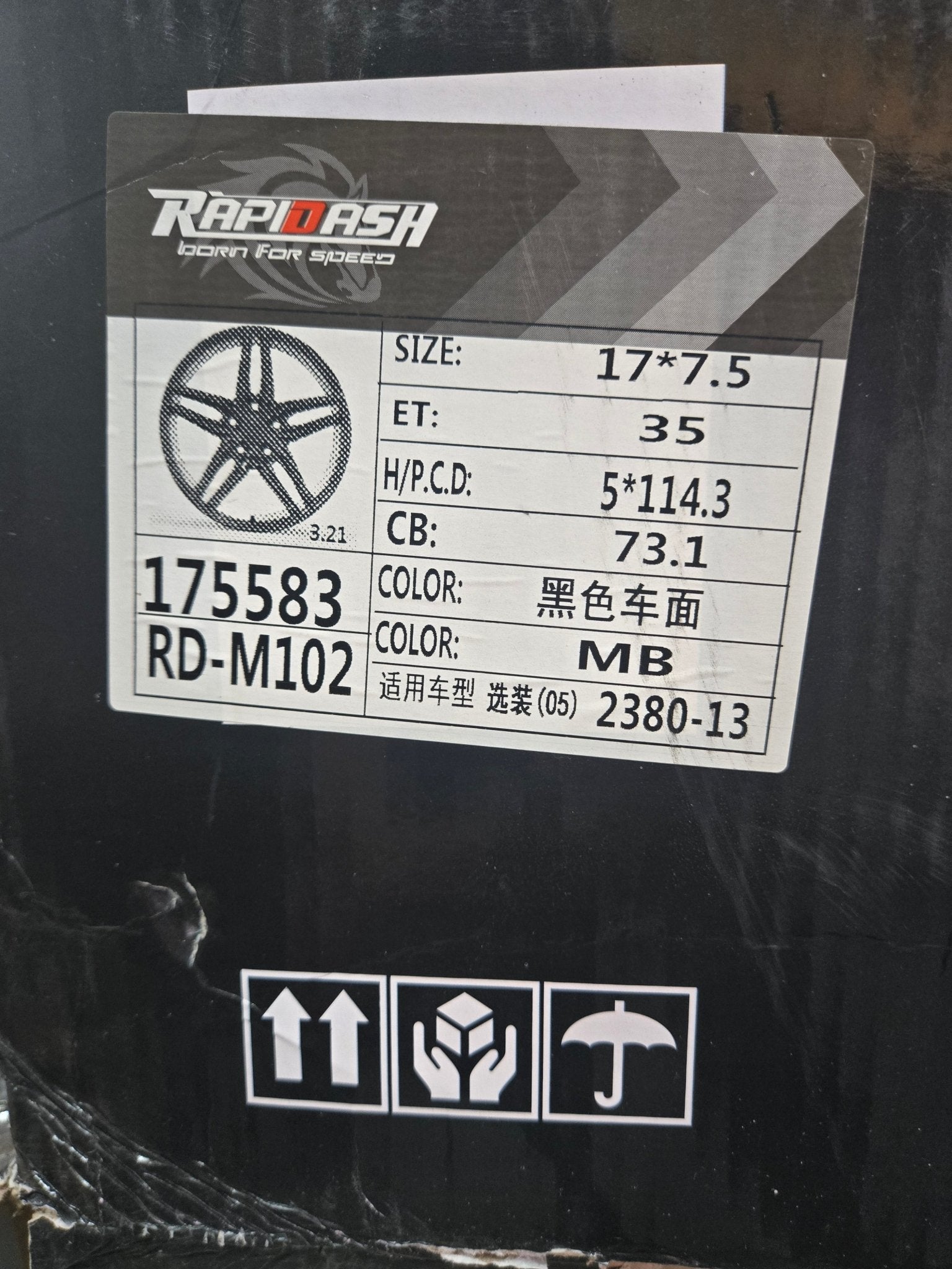 RAPIDASH RD - M102 17x7.5 5x114.3 GLOSS BLACK MACHINED FACE - Gun Hill Tire House (WTW - WHOLESALE TIRES & WHEELS)