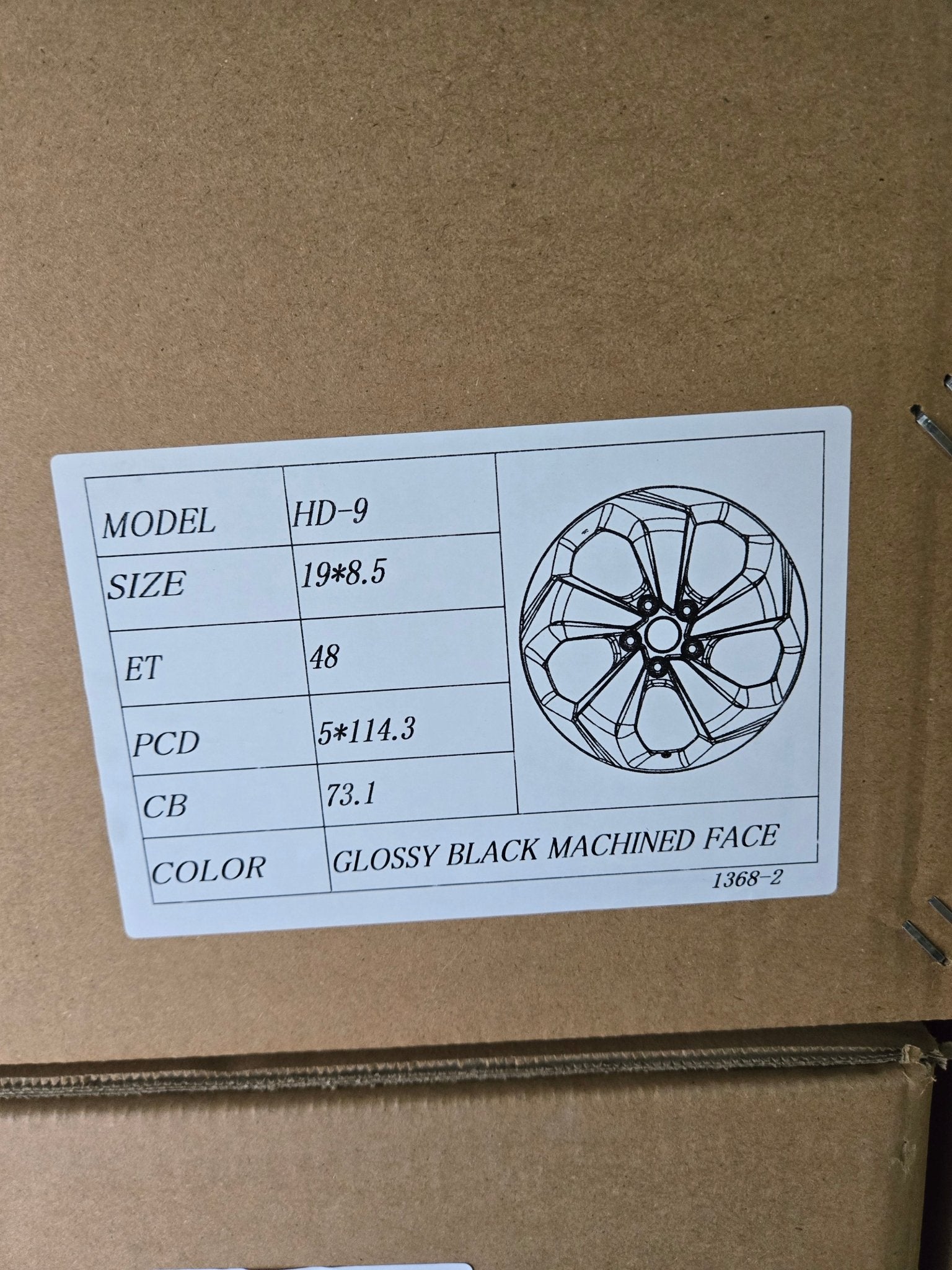 HD - 9 19x8.5 5x114.3 GLOSS BLACK MACHINE FACE - Gun Hill Tire House (WTW - WHOLESALE TIRES & WHEELS)