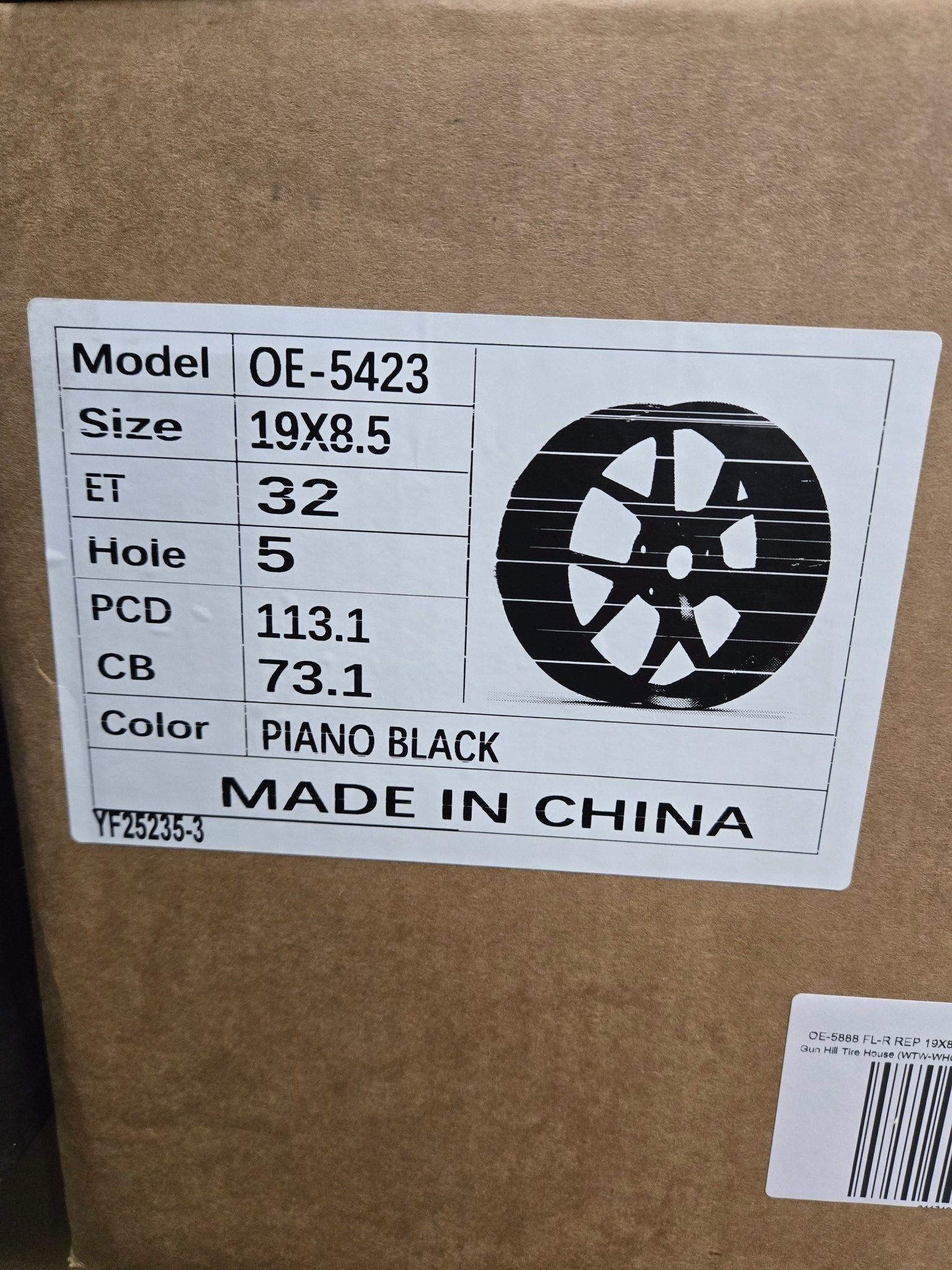 OE - 5888 FL - R REP 5423 19X8.8 5X112 5X114.3 PIANO BLACK - Gun Hill Tire House (WTW - WHOLESALE TIRES & WHEELS)