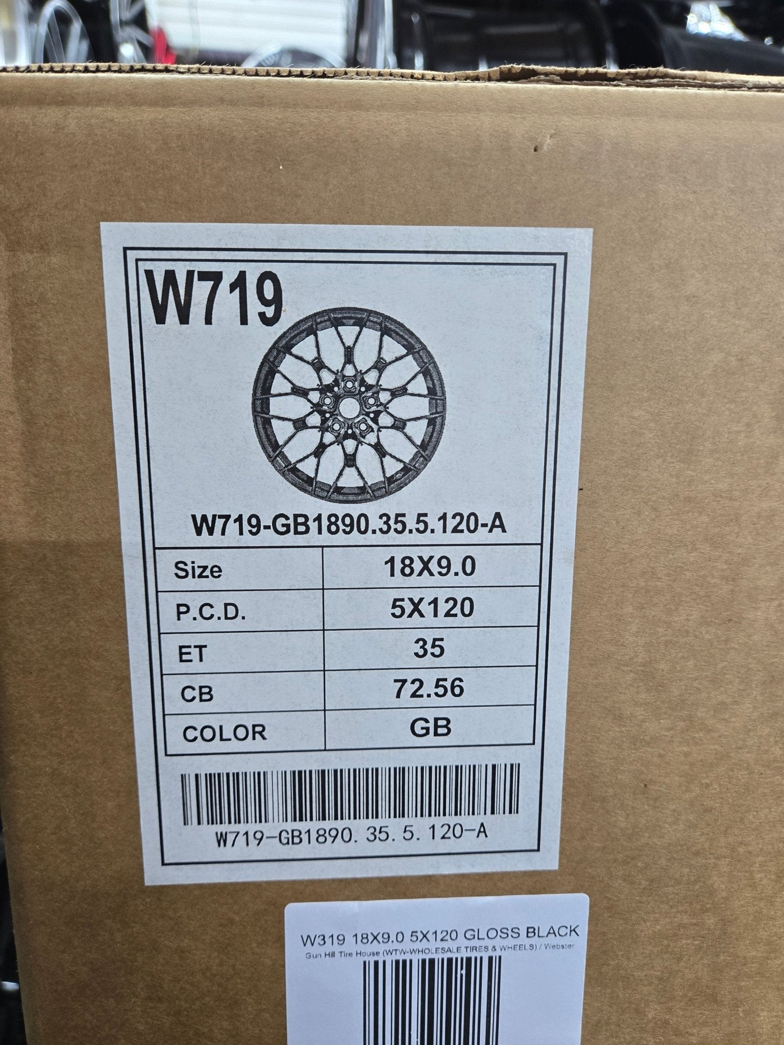 W719 18X9.0 5X120 GLOSS BLACK - Gun Hill Tire House (WTW - WHOLESALE TIRES & WHEELS)