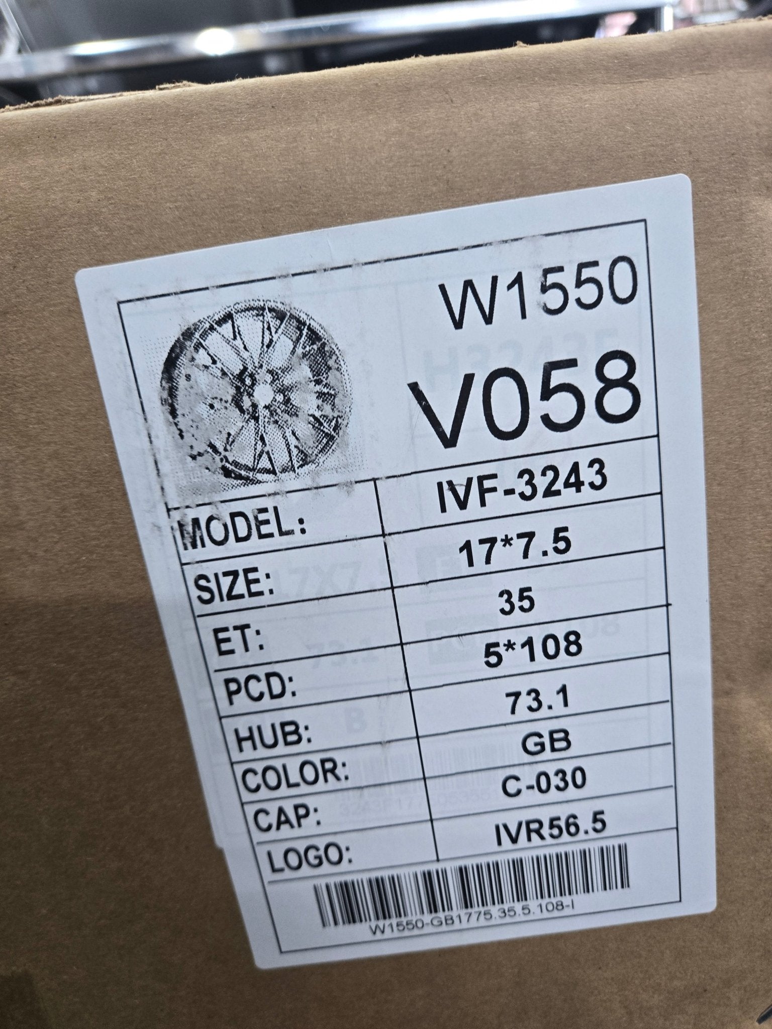 W1550 17X7.5 5X108 GLOSS BLACK - Gun Hill Tire House (WTW - WHOLESALE TIRES & WHEELS)