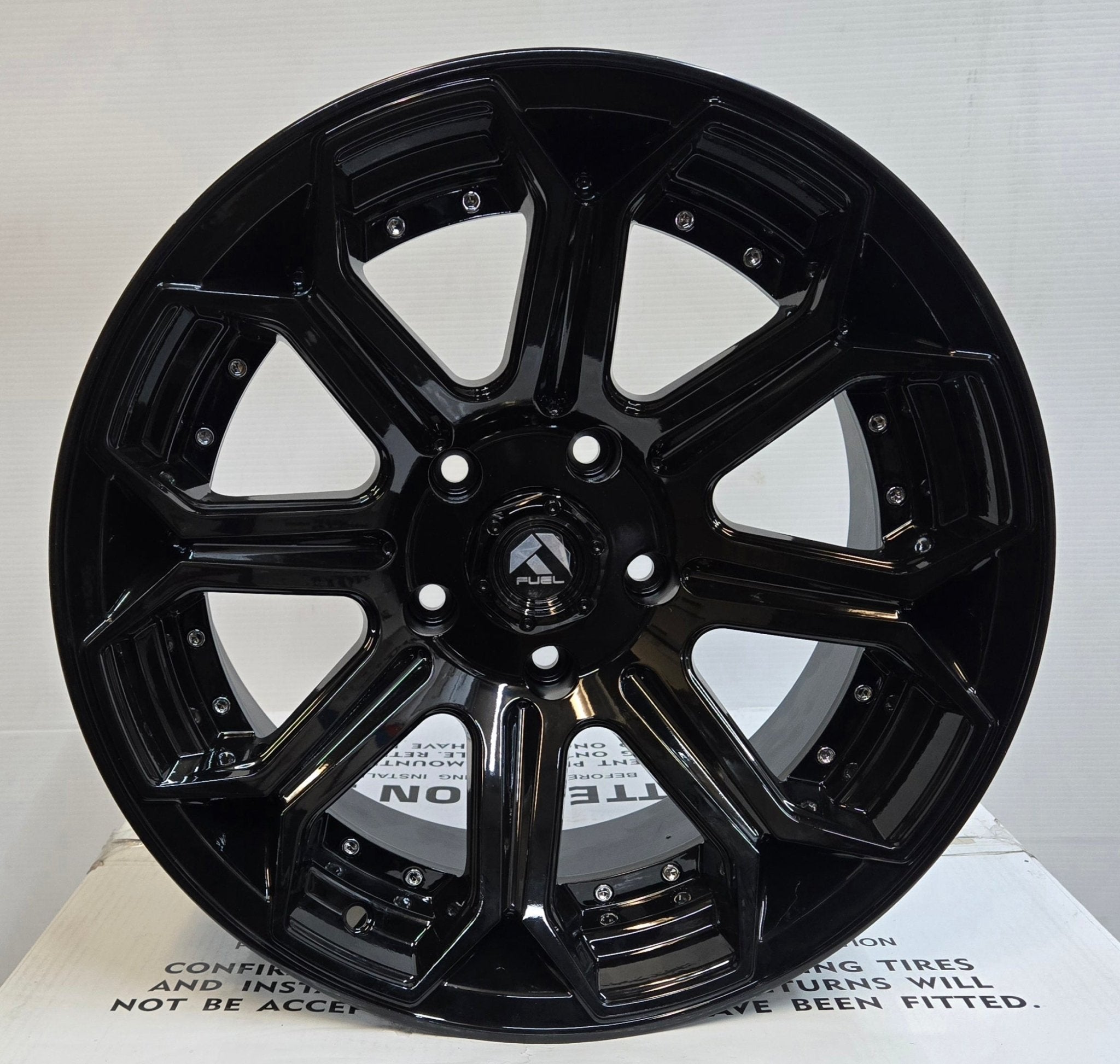 SHOGUN JT191 FUEL 17 17x9.0 5x127 GLOSS BLACK CHROME RIVETS - Gun Hill Tire House (WTW - WHOLESALE TIRES & WHEELS)