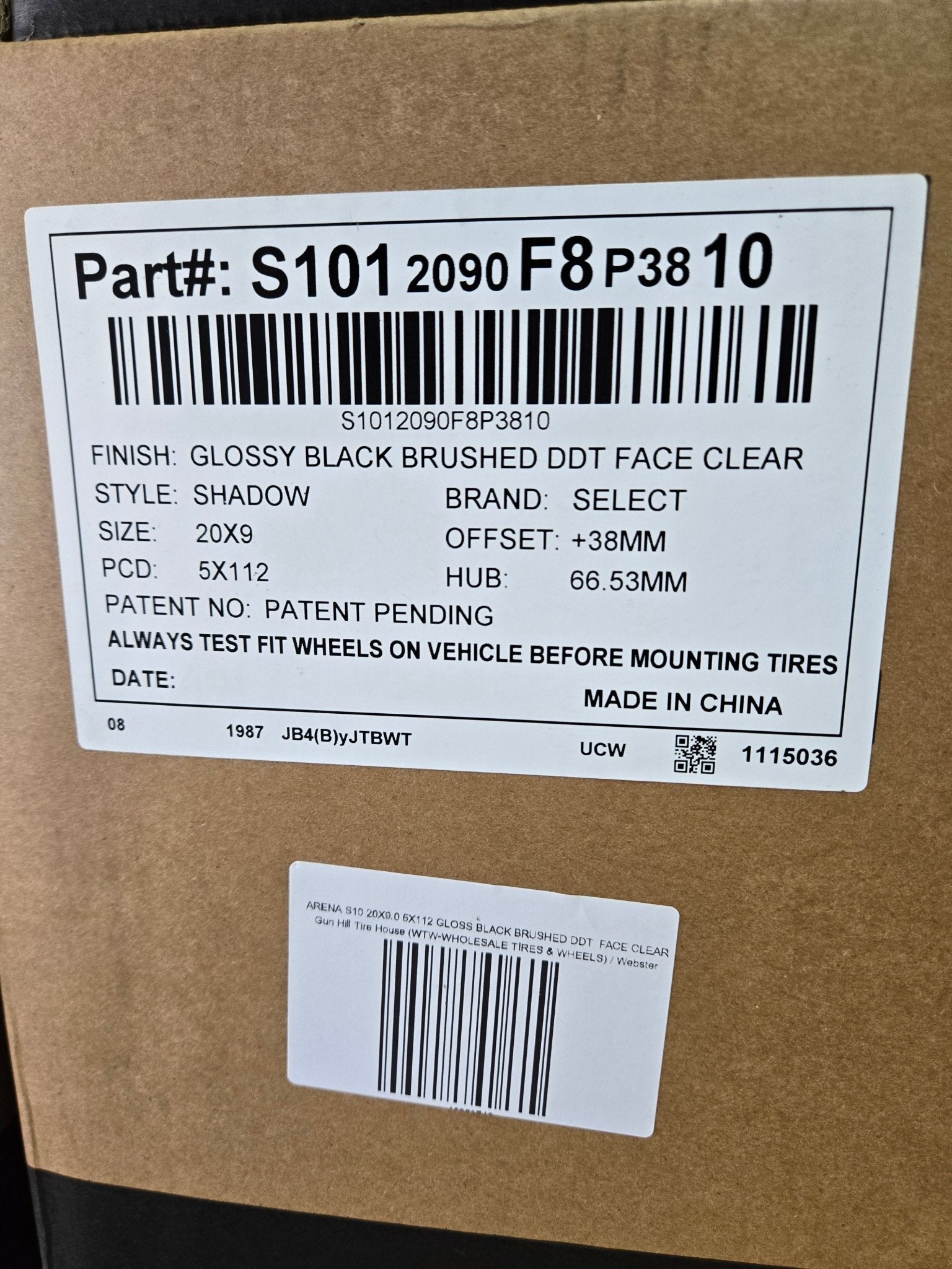 ARENA S101 SHADOW 20X9.0 5X112 GLOSS BLACK BRUSHED DDT FACE CLEAR - Gun Hill Tire House (WTW - WHOLESALE TIRES & WHEELS)