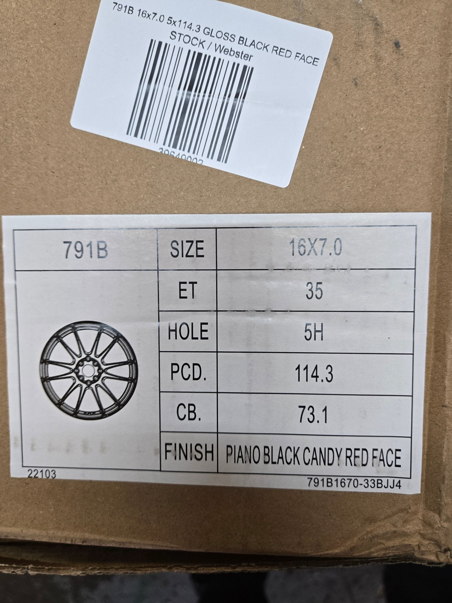 791B 16x7.0 5x114.3 GLOSS BLACK RED FACE - Gun Hill Tire House (WTW - WHOLESALE TIRES & WHEELS)