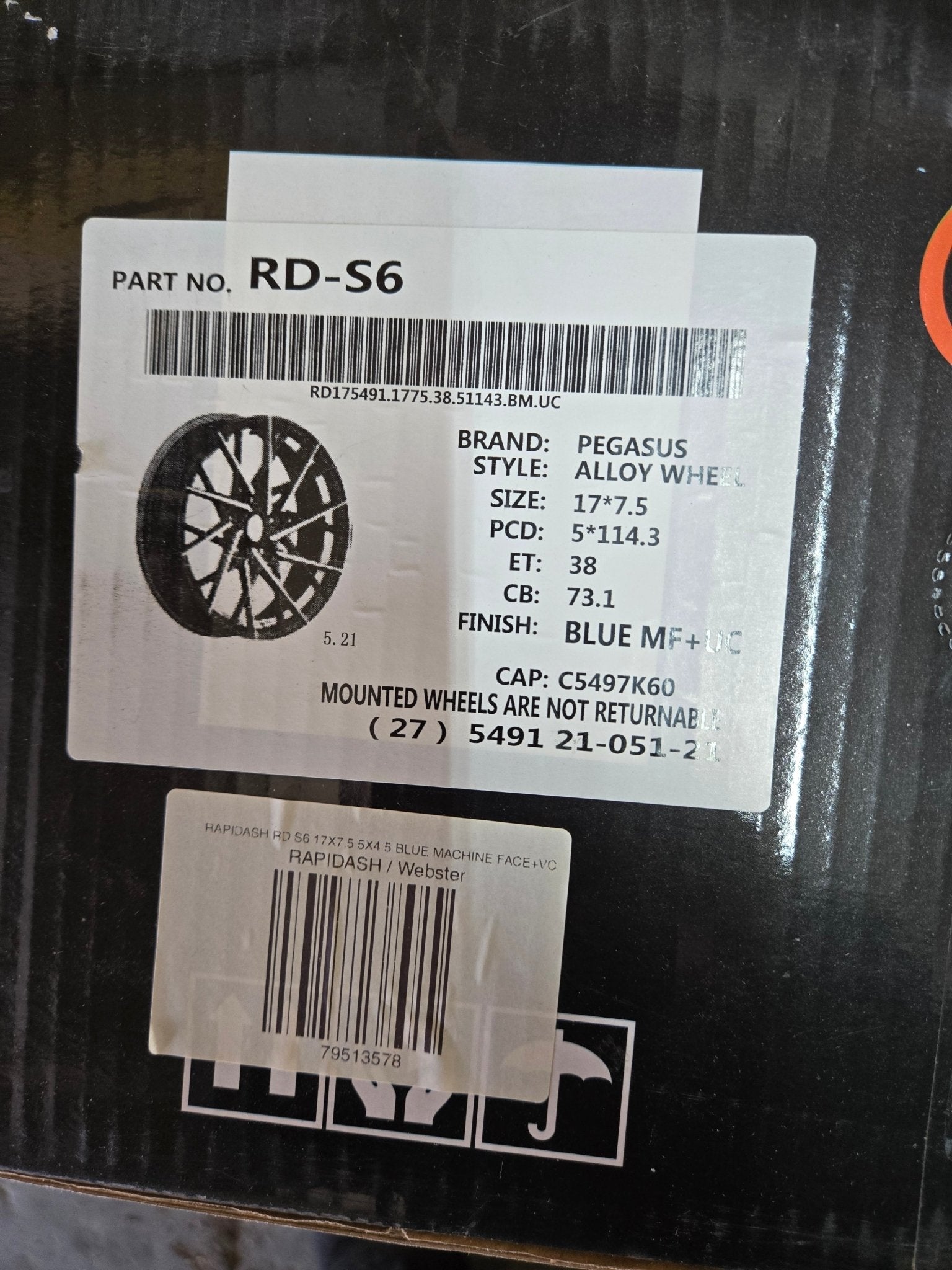 RAPIDASH RD S6 17X7.5 5X4.5 BLUE MACHINE FACE+VC - Gun Hill Tire House (WTW - WHOLESALE TIRES & WHEELS)