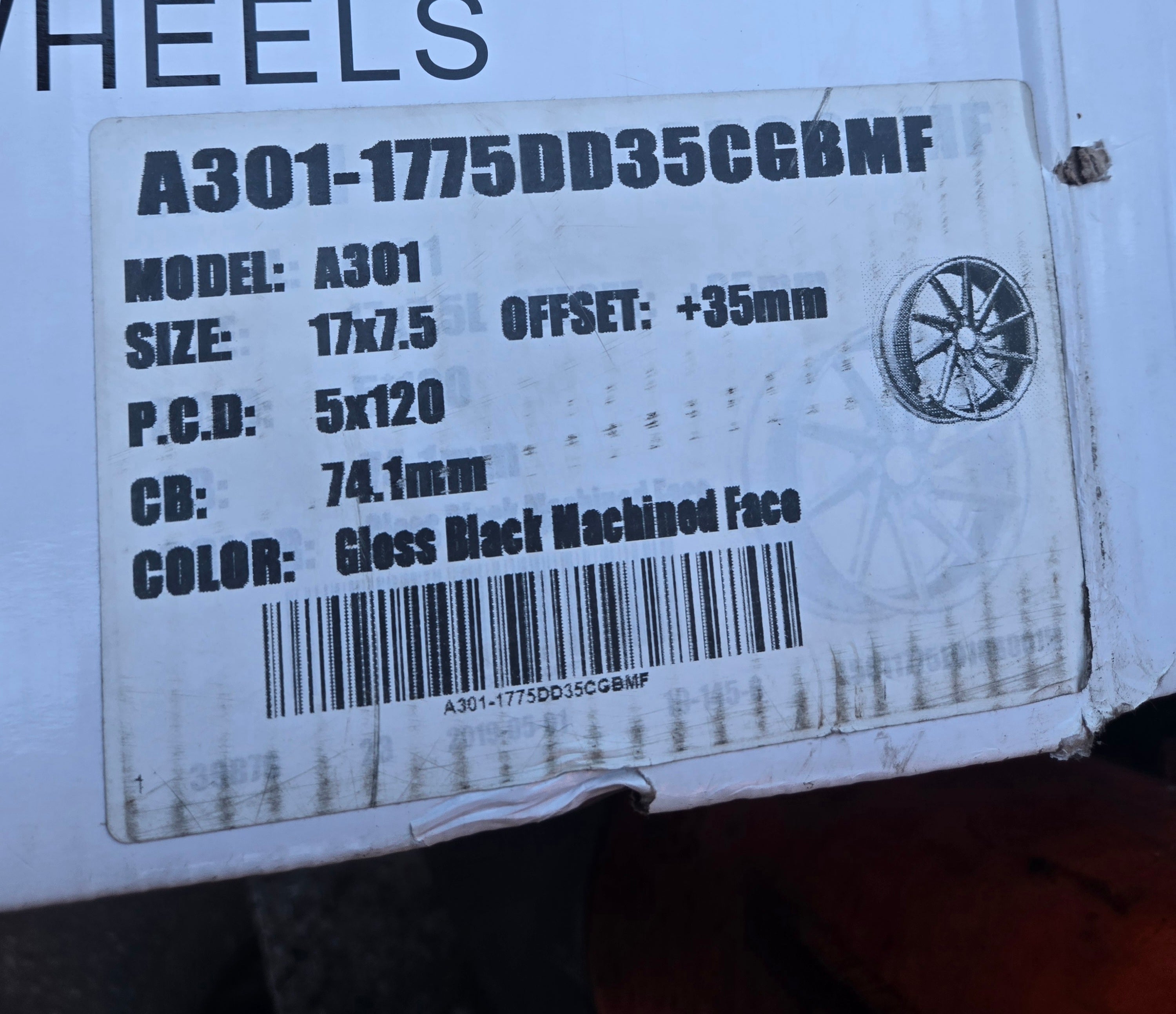 Af301 17X7.5 5X120 BLACK MACHINED FACE