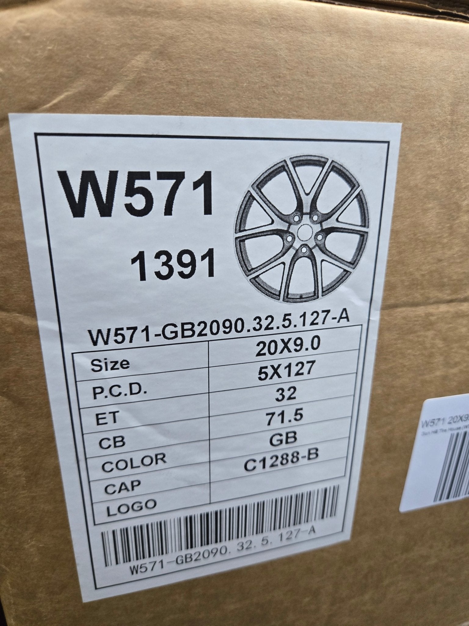 W571 20X9.0 5X127 GLOSS BLACK - Gun Hill Tire House (WTW - WHOLESALE TIRES & WHEELS)