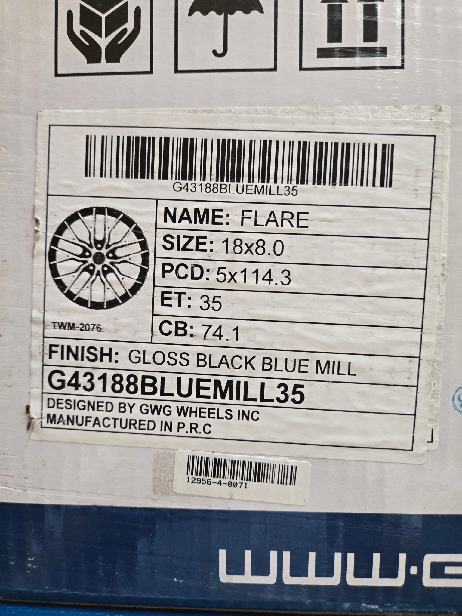 GWG G43 18x8 5x114.3 GLOSS BLACK BLUE MILL - Gun Hill Tire House (WTW - WHOLESALE TIRES & WHEELS)
