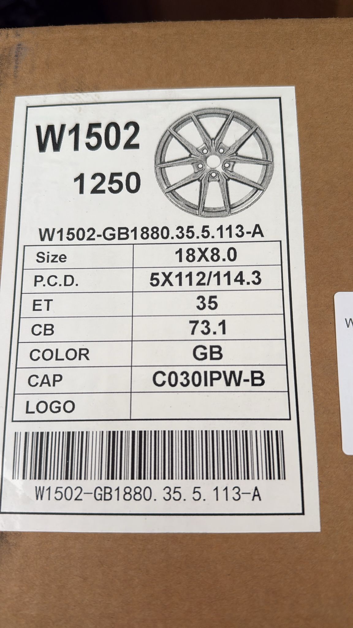 W1502 18x8.0 5x114.3 GLOSS BLACK - Gun Hill Tire House (WTW - WHOLESALE TIRES & WHEELS)