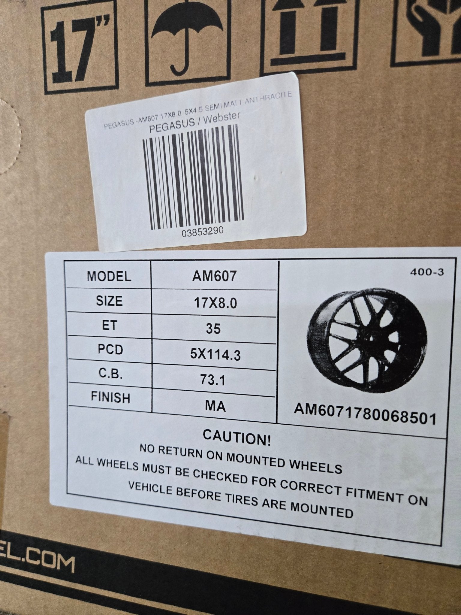 PEGASUS AM607 17X8 5X105 BLACK MACHINE FACE - Gun Hill Tire House (WTW - WHOLESALE TIRES & WHEELS)