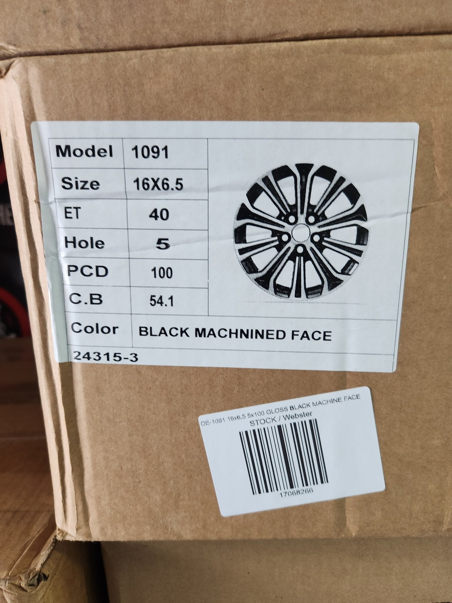 OE - 1091 16x6.5 5x100 GLOSS BLACK MACHINE FACE - Gun Hill Tire House (WTW - WHOLESALE TIRES & WHEELS)