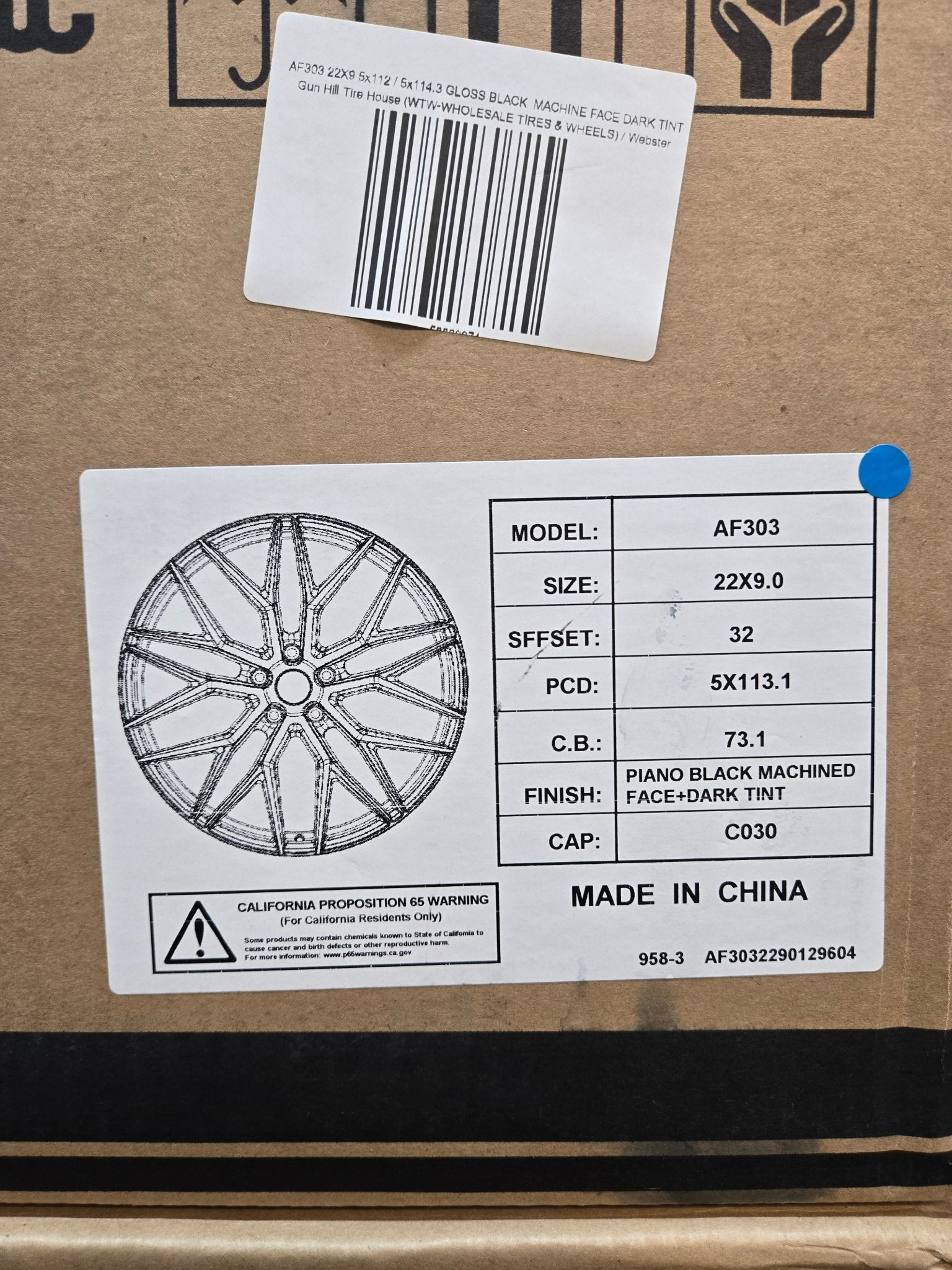 ALFINA AF303 22X9 5x112 / 5x114.3 GLOSS BLACK MACHINE FACE DARK TINT - Gun Hill Tire House (WTW - WHOLESALE TIRES & WHEELS)