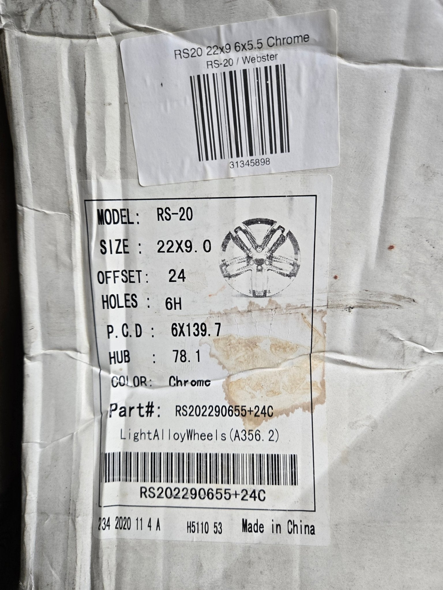 RS20 22x9 6x5.5 Chrome - Gun Hill Tire House (WTW - WHOLESALE TIRES & WHEELS)