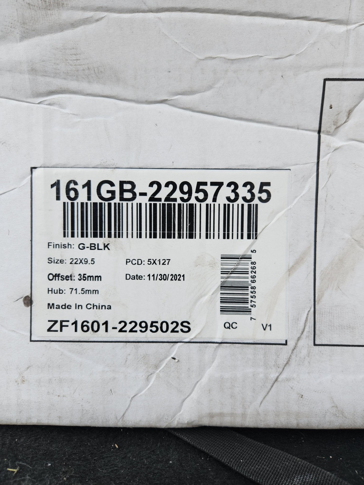 161GB - 22957335 22x9.5 5x127 G - BLK - Gun Hill Tire House (WTW - WHOLESALE TIRES & WHEELS)
