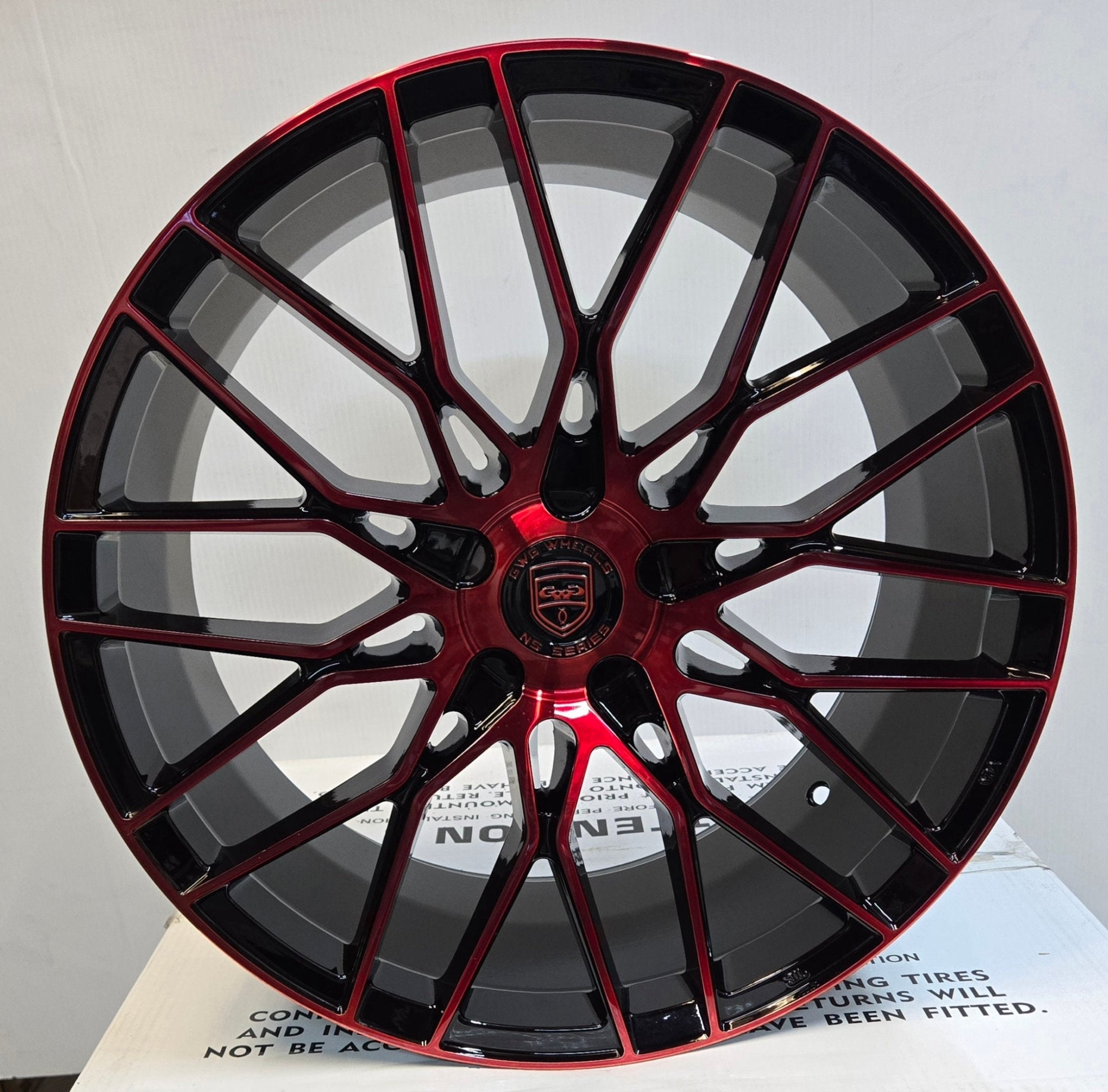 GWG NS1 19x8.5 BLANK GLOSS BLACK CRIMSON RED FACE - Gun Hill Tire House (WTW - WHOLESALE TIRES & WHEELS)