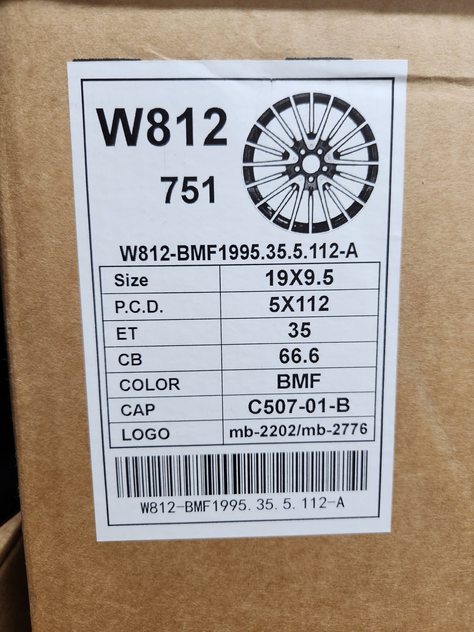 W812 19X9.5 5X112 BLACK MACHINED FACE - Gun Hill Tire House (WTW - WHOLESALE TIRES & WHEELS)