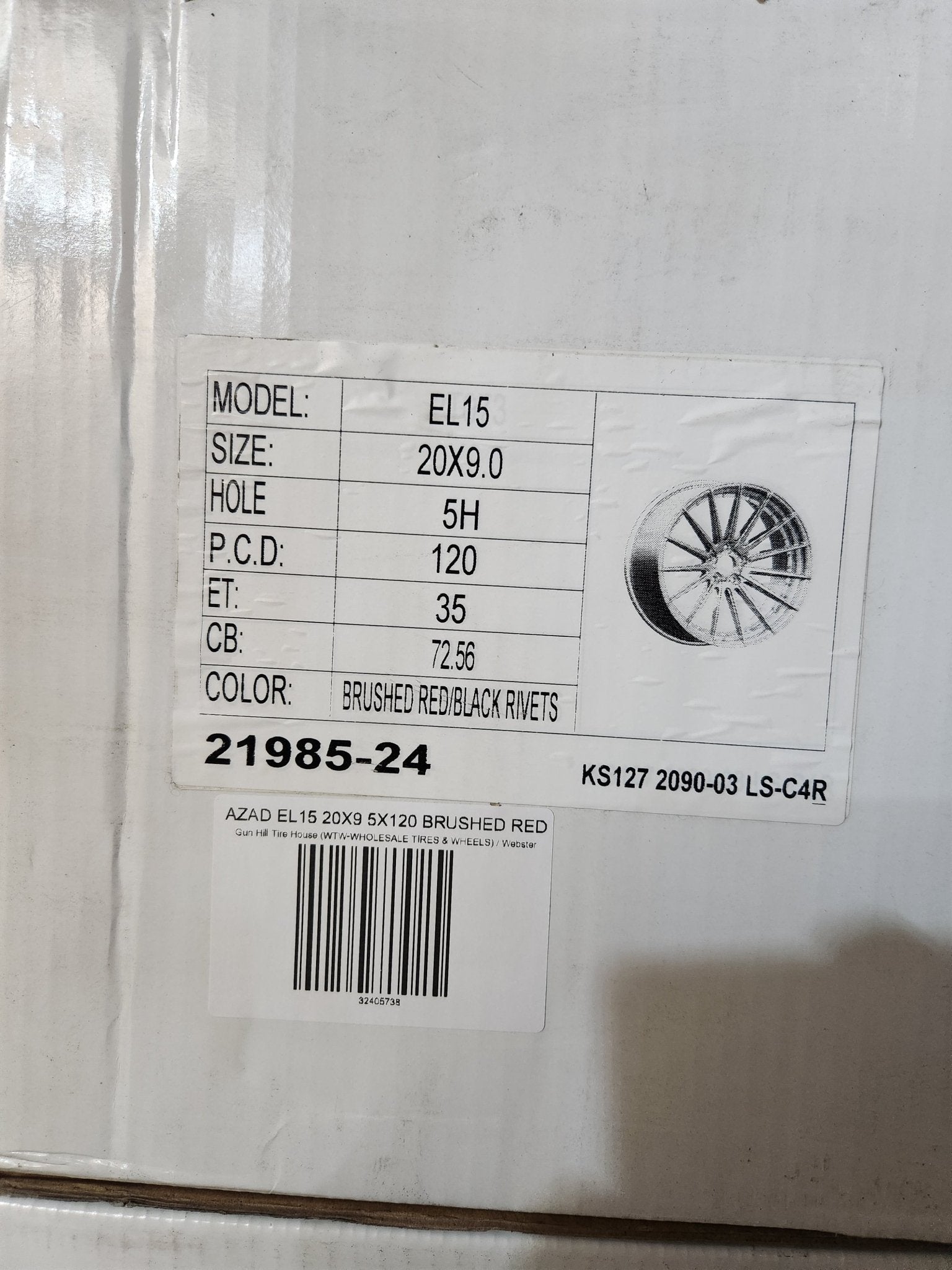 AZAD EL15 20X9 5X120 BRUSHED RED - Gun Hill Tire House (WTW - WHOLESALE TIRES & WHEELS)