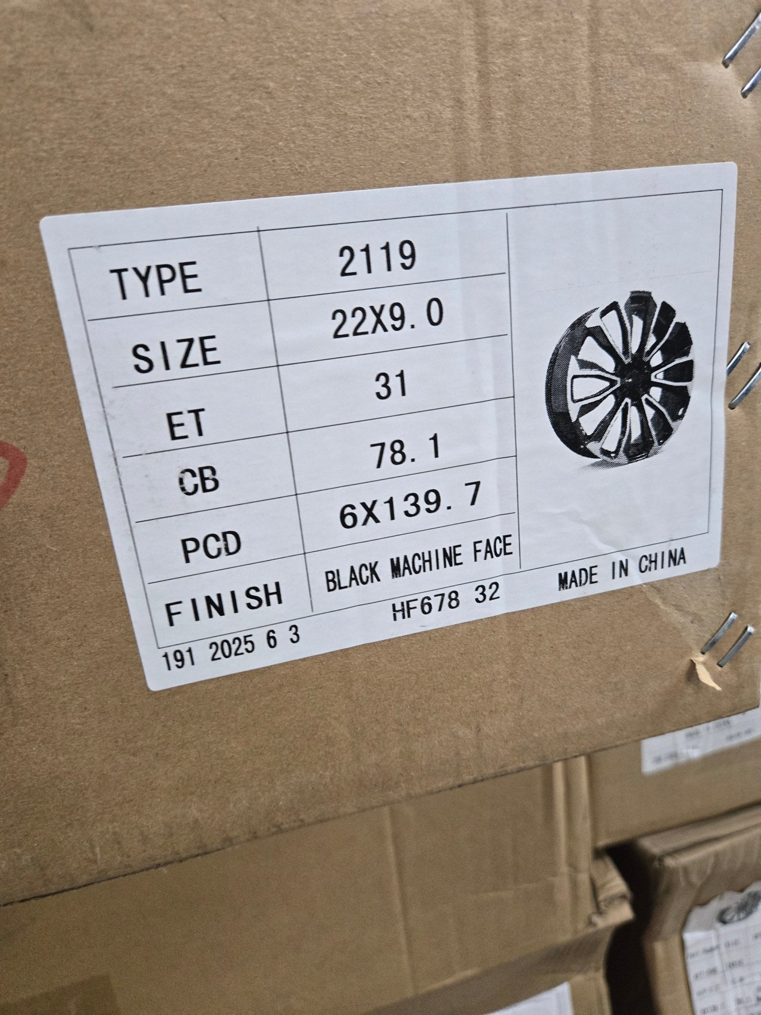 H678 6 V - SPOKE 22x9.0 6x139.7 GLOSS BLACK MACHINED FACE - Gun Hill Tire House (WTW - WHOLESALE TIRES & WHEELS)