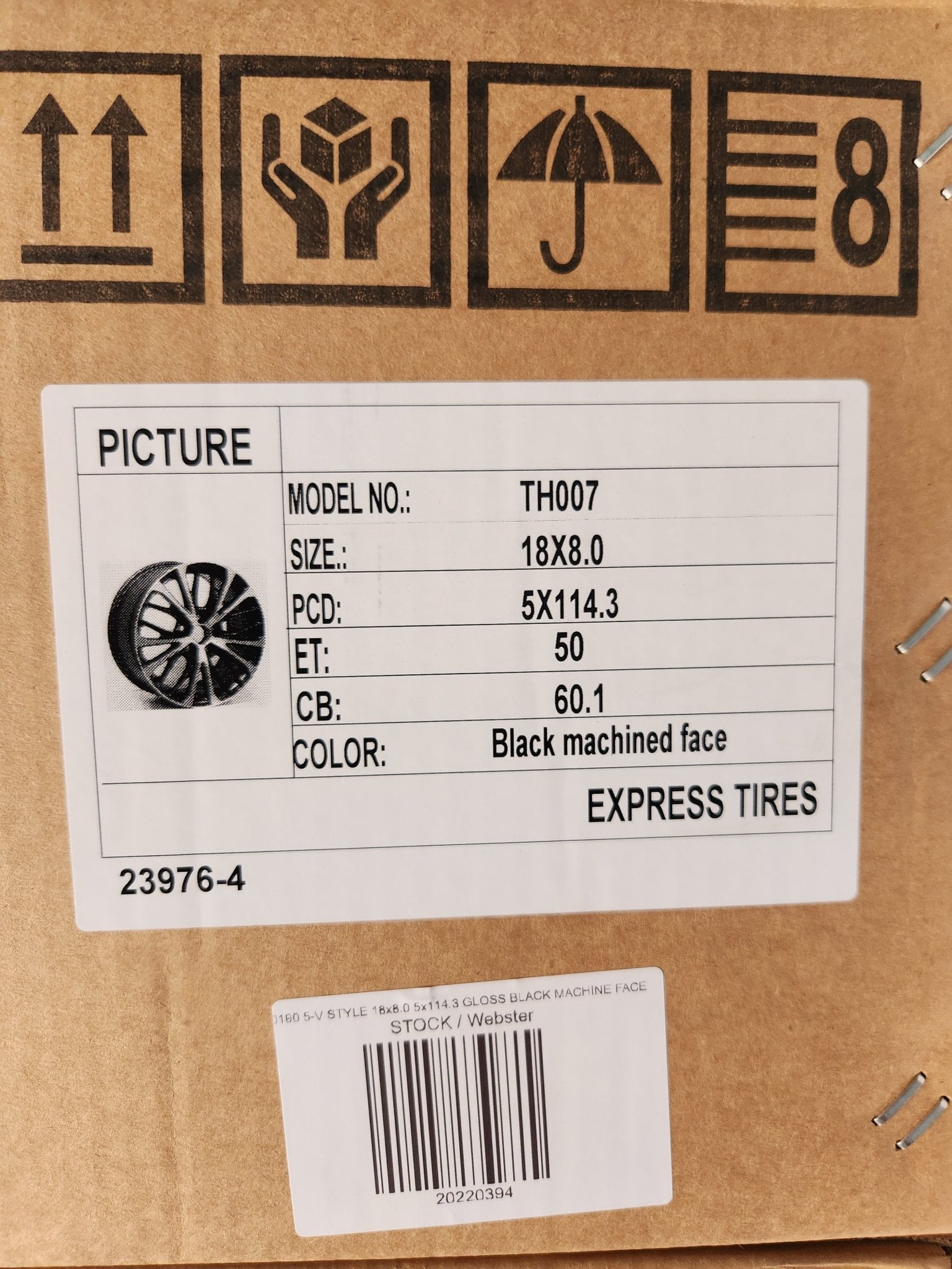 0190 5 - V STYLE 18x8.0 5x114.3 GLOSS BLACK MACHINE FACE - Gun Hill Tire House (WTW - WHOLESALE TIRES & WHEELS)