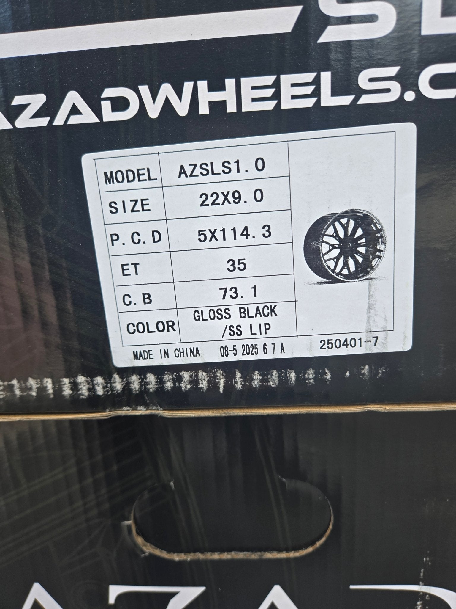 AZAD AZSLS1.0 22x9 5x114.3 GLOSS BLACK WITH CHROME LIP - Gun Hill Tire House (WTW - WHOLESALE TIRES & WHEELS)