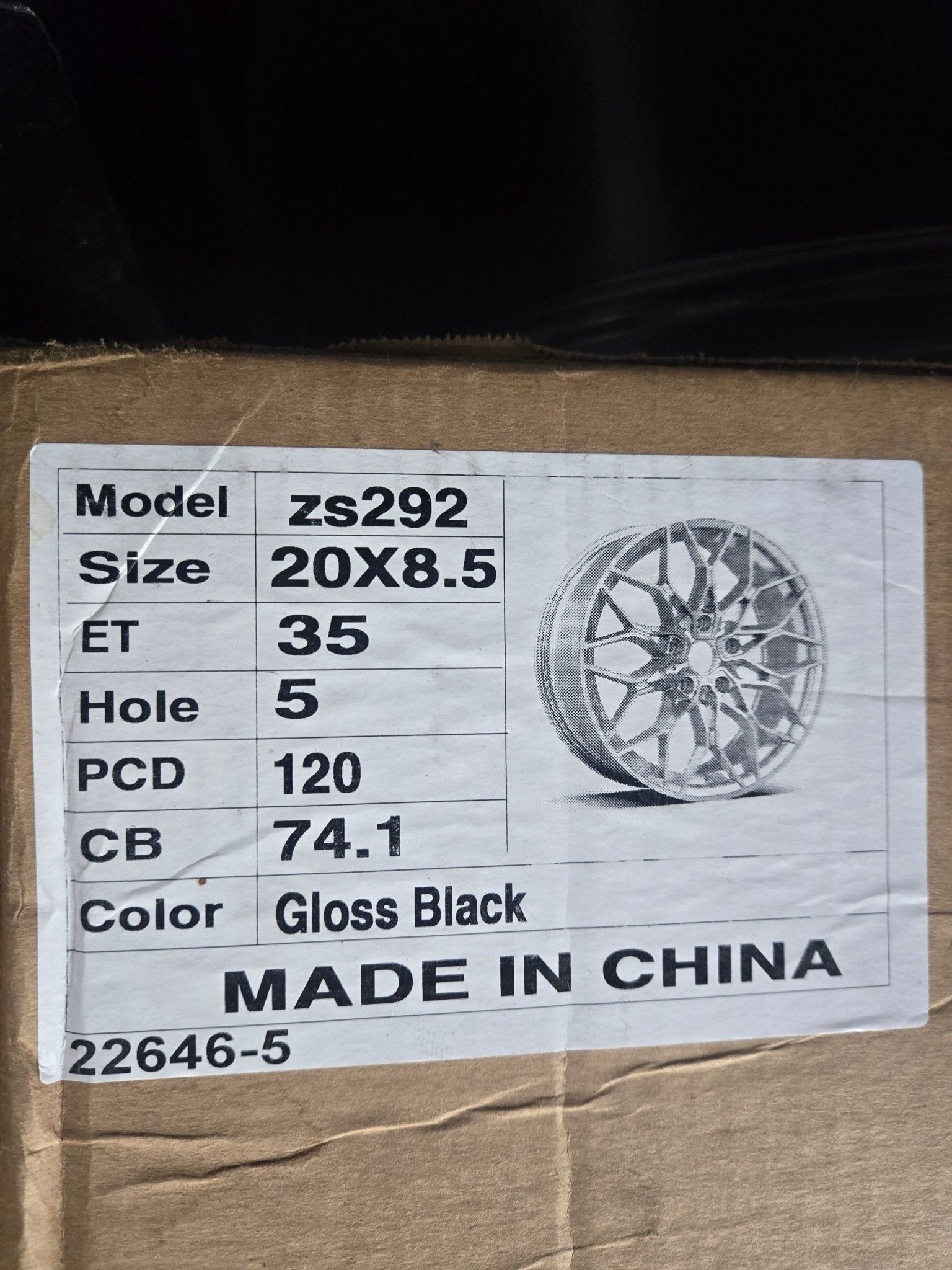 ZS292 20X8.5 5X120 GLOSS BLACK - Gun Hill Tire House (WTW - WHOLESALE TIRES & WHEELS)