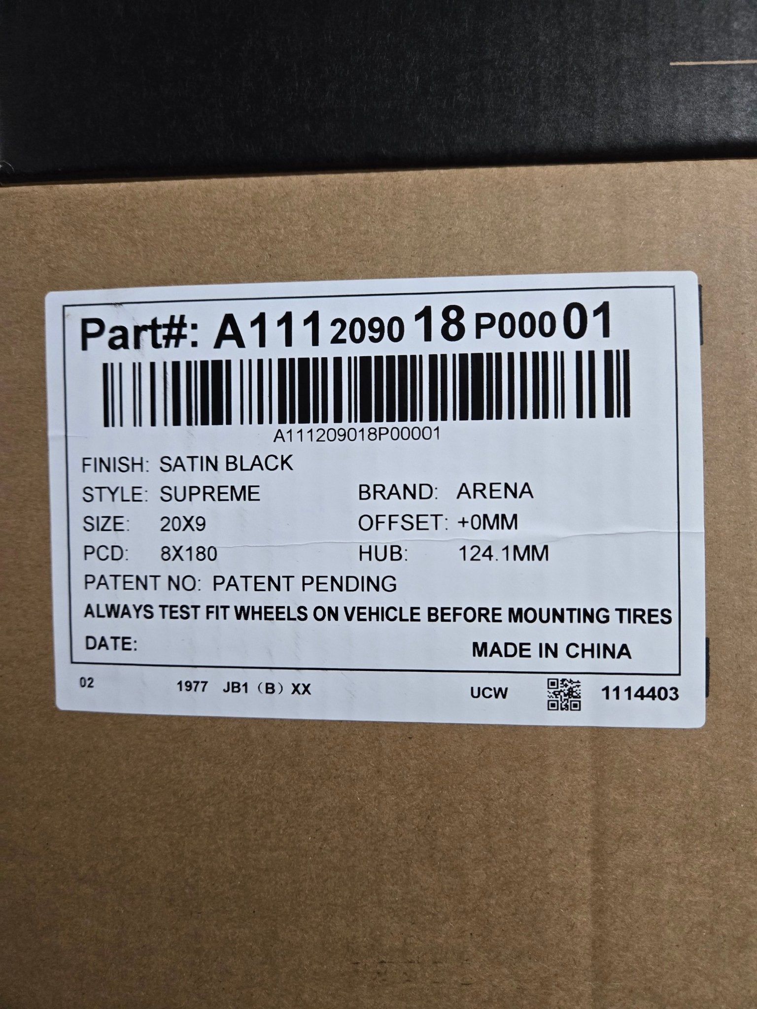 A111 ARENA 20x9 8x180 MATTE BLACK - Gun Hill Tire House (WTW - WHOLESALE TIRES & WHEELS)