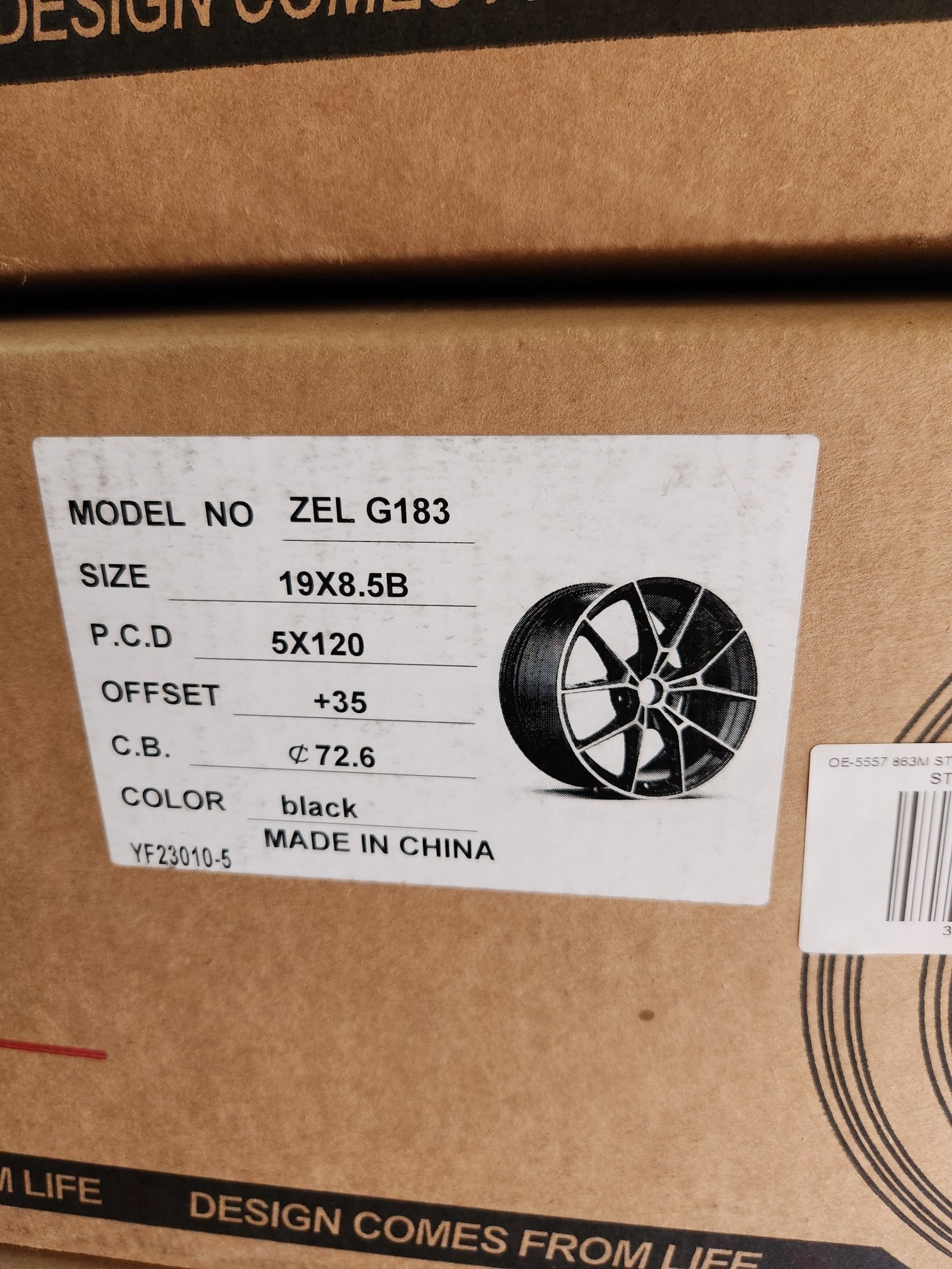 OE - 5557 863M STYLE 19x8.5 5x120 GLOSS BLACK - Gun Hill Tire House (WTW - WHOLESALE TIRES & WHEELS)