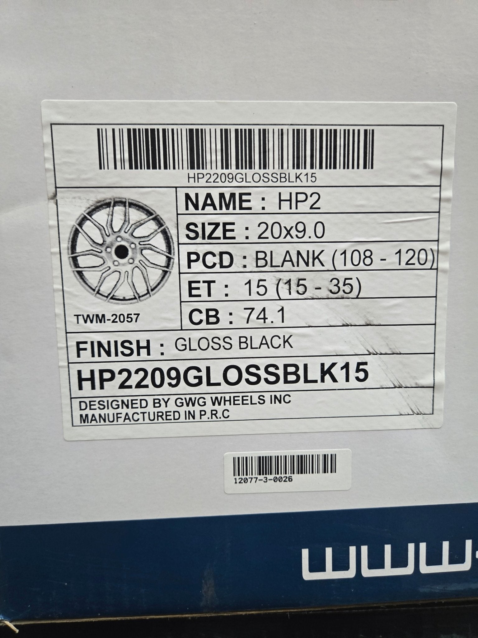 GWG HP2 20X9.0 BLANK GLOSS BLACK - Gun Hill Tire House (WTW - WHOLESALE TIRES & WHEELS)