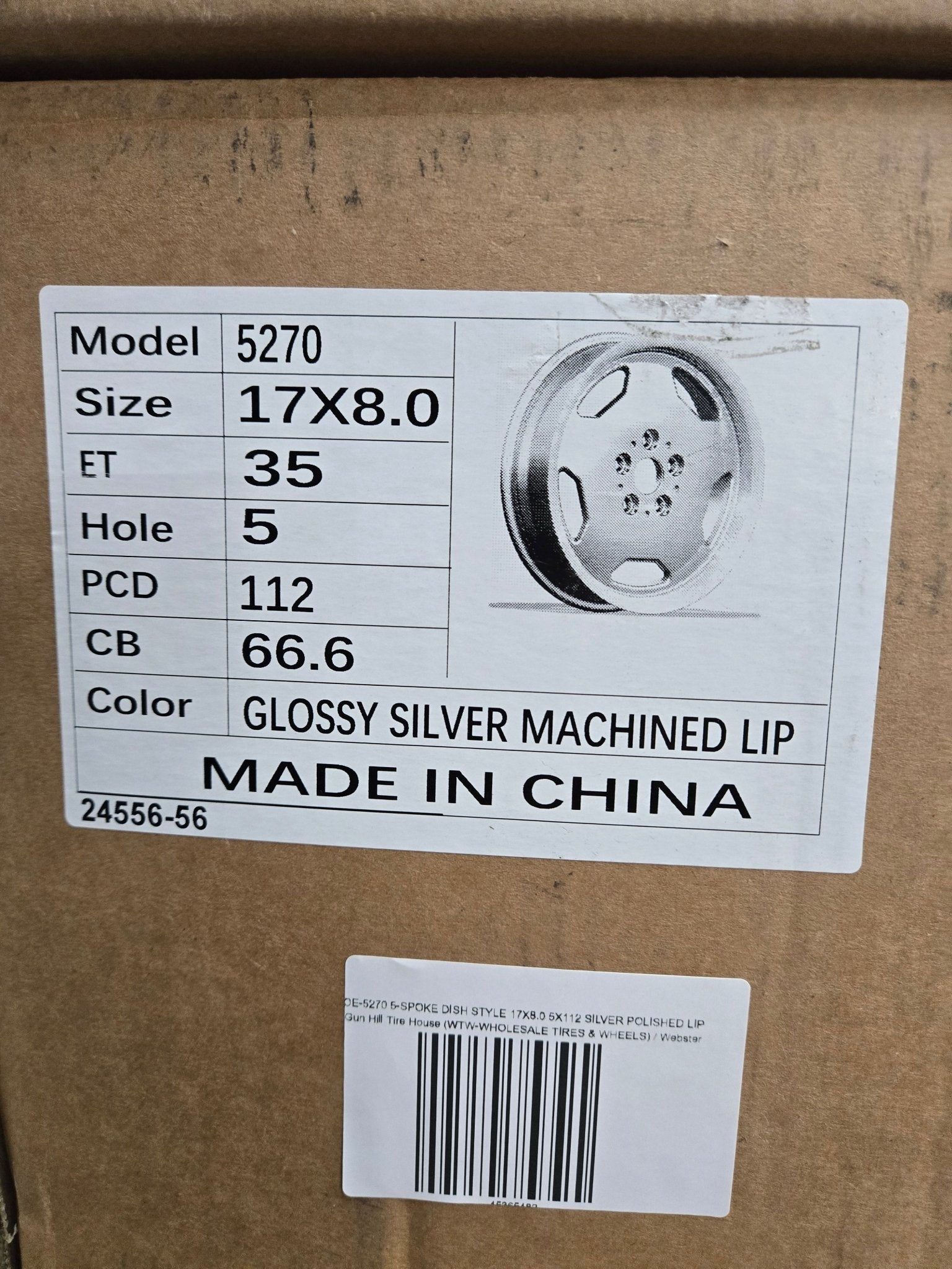 OE - 5270 5 - SPOKE DISH STYLE 17X8.0 5X112 SILVER POLISHED LIP - Gun Hill Tire House (WTW - WHOLESALE TIRES & WHEELS)